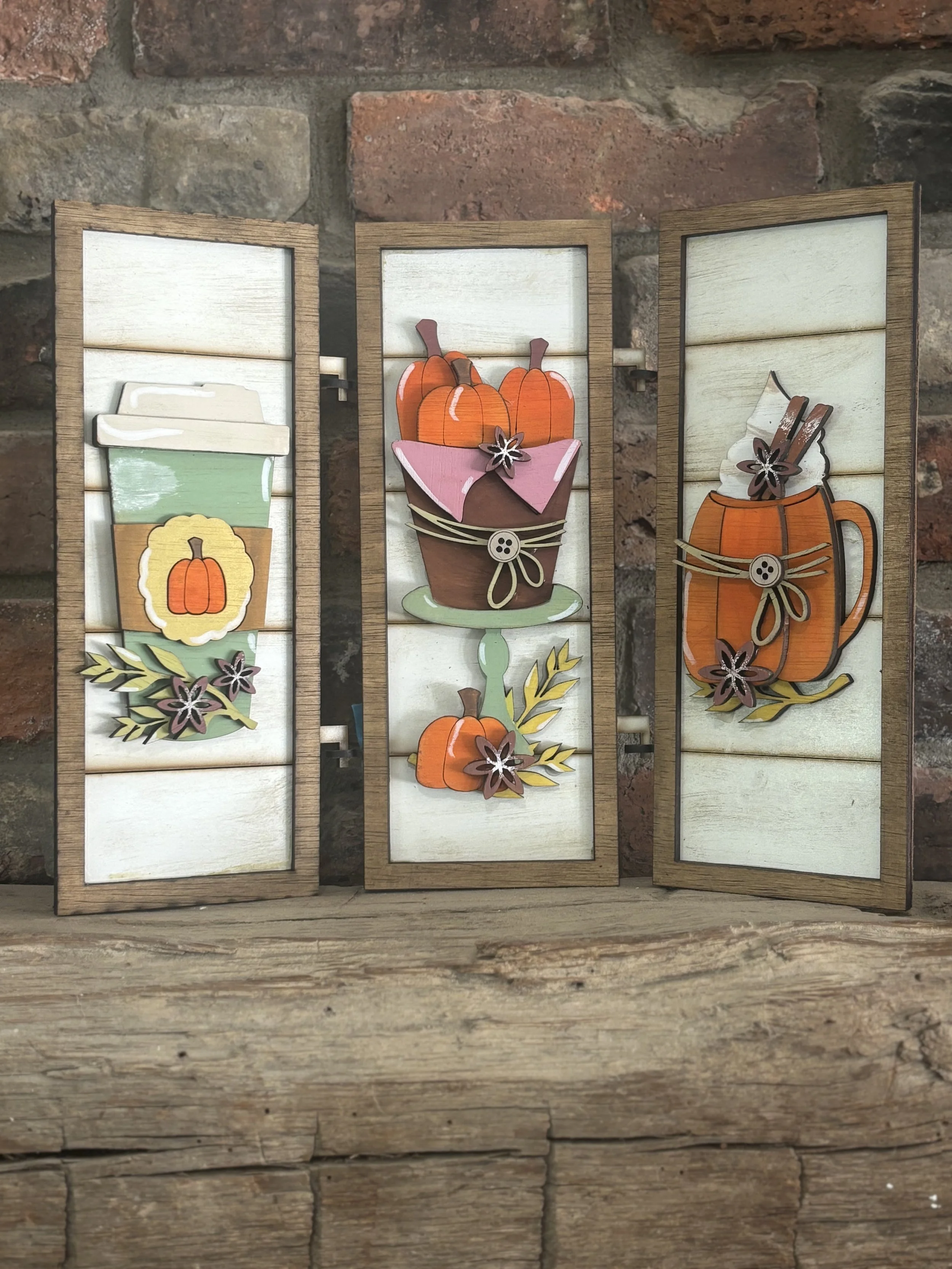 Shiplap Vertical Trio - Pumpkin Coffee