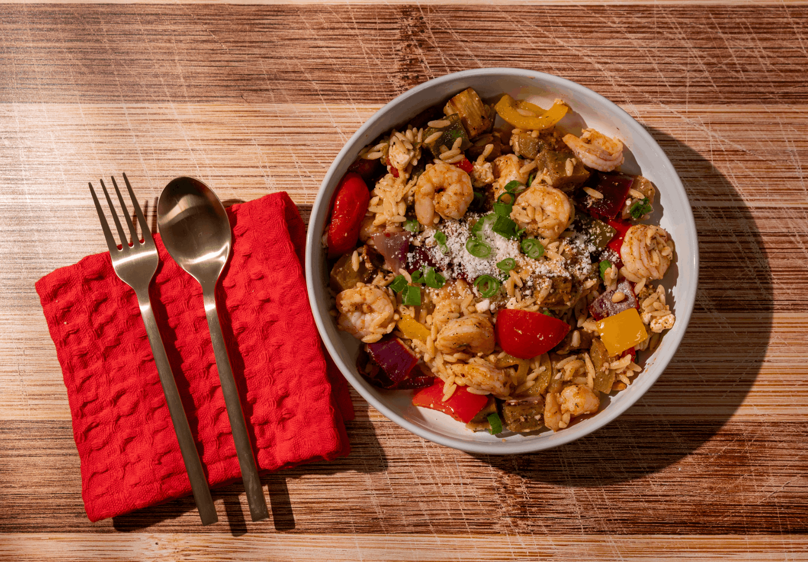 Shrimp Orzo with Roasted Vegetables