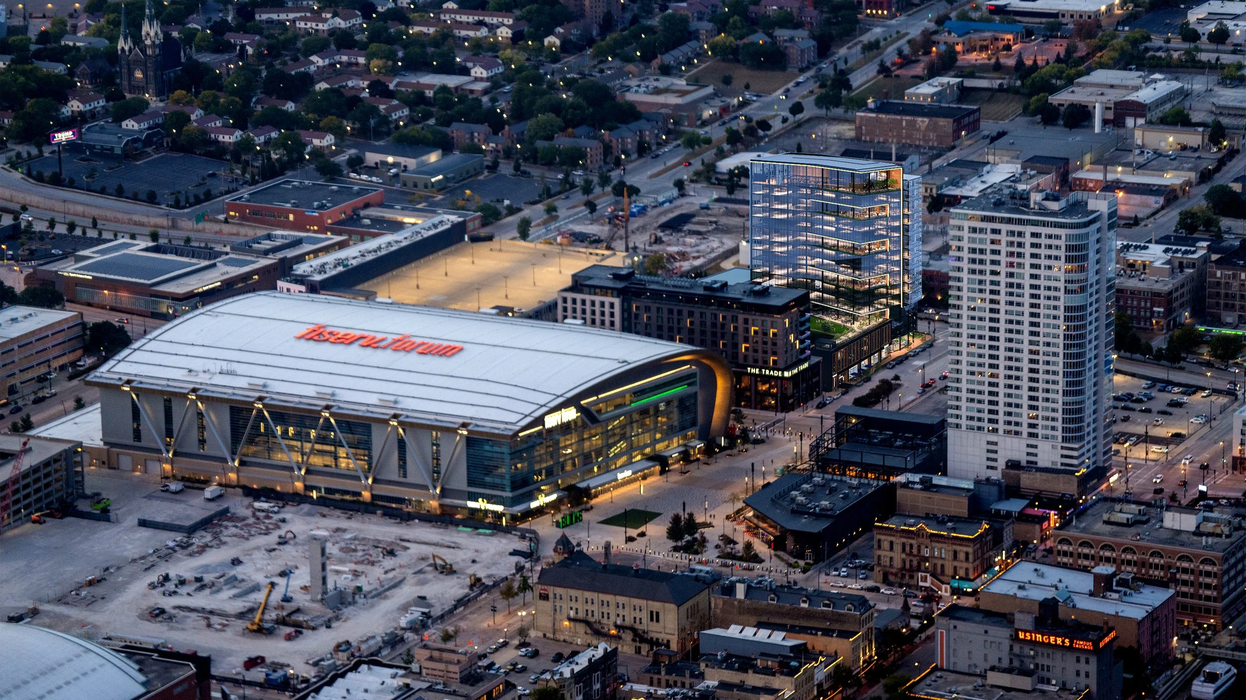 Aerial of Office at Night