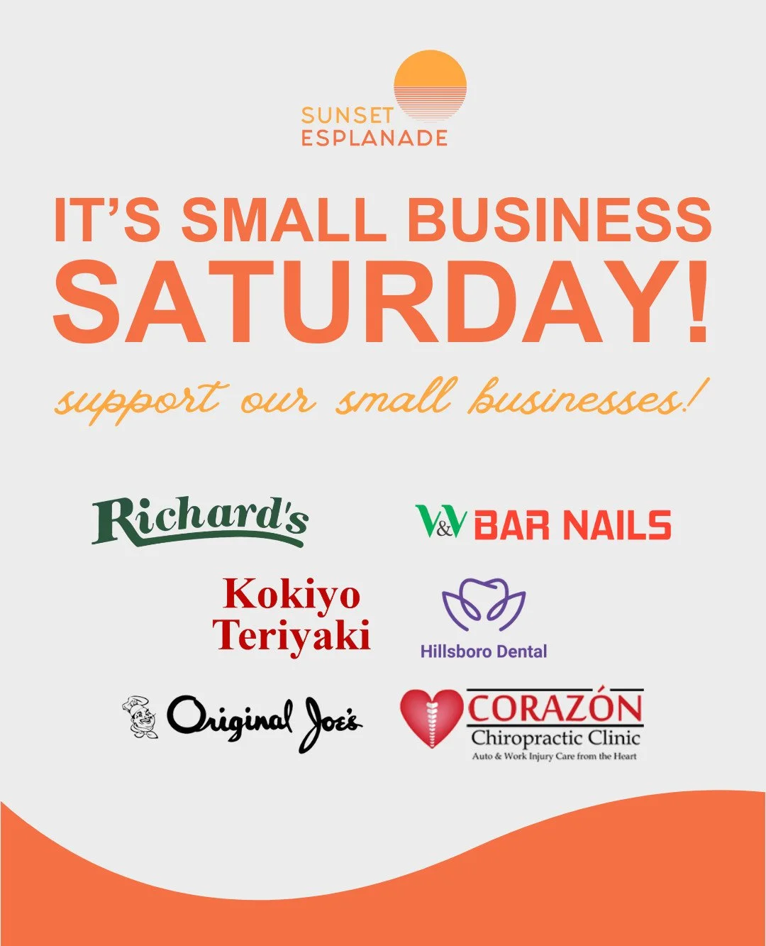 It&rsquo;s #SmallBusinessSaturday! 🛍️ Support the amazing small businesses in our shopping center today:

@vvnailsbar_hillsboro
@kokiyoteriyaki3
Richard's 
Hillsboro Dental 
Original Joe's 
Corazon Chiropractic Clinic

Shop small, show love, and mak