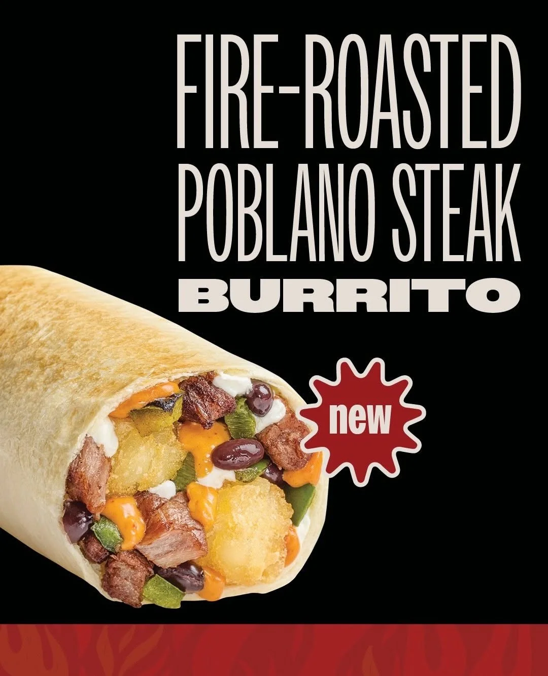 Have you given @tacotimefresh's Fire-Roasted Poblano Steak Burrito a try?

Packed with grilled steak, fire-roasted poblano peppers, black beans, sour cream, chipotle cheese sauce, and their signature Mexi-Fries&reg;, it's a flavor-packed burrito you 
