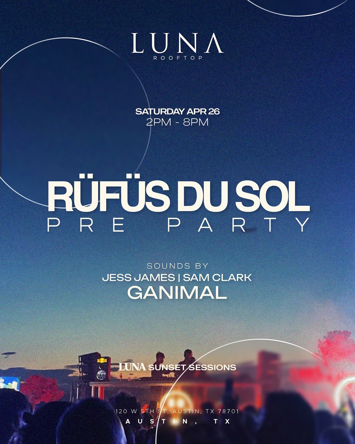Allllll smiles cuz we makin the @lunarooftop.atx debut this Saturday for our Rufus Du Sol pre-party

Got a killer day planned for yous so grab those tickets before we sell out

Event info in bio &amp; dm me for table inquiries