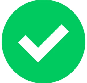 Green circle with a white check mark in the center.