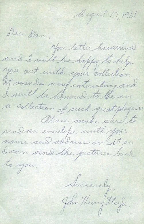 Lloyd, John "Pop" - HoF Class of 1977