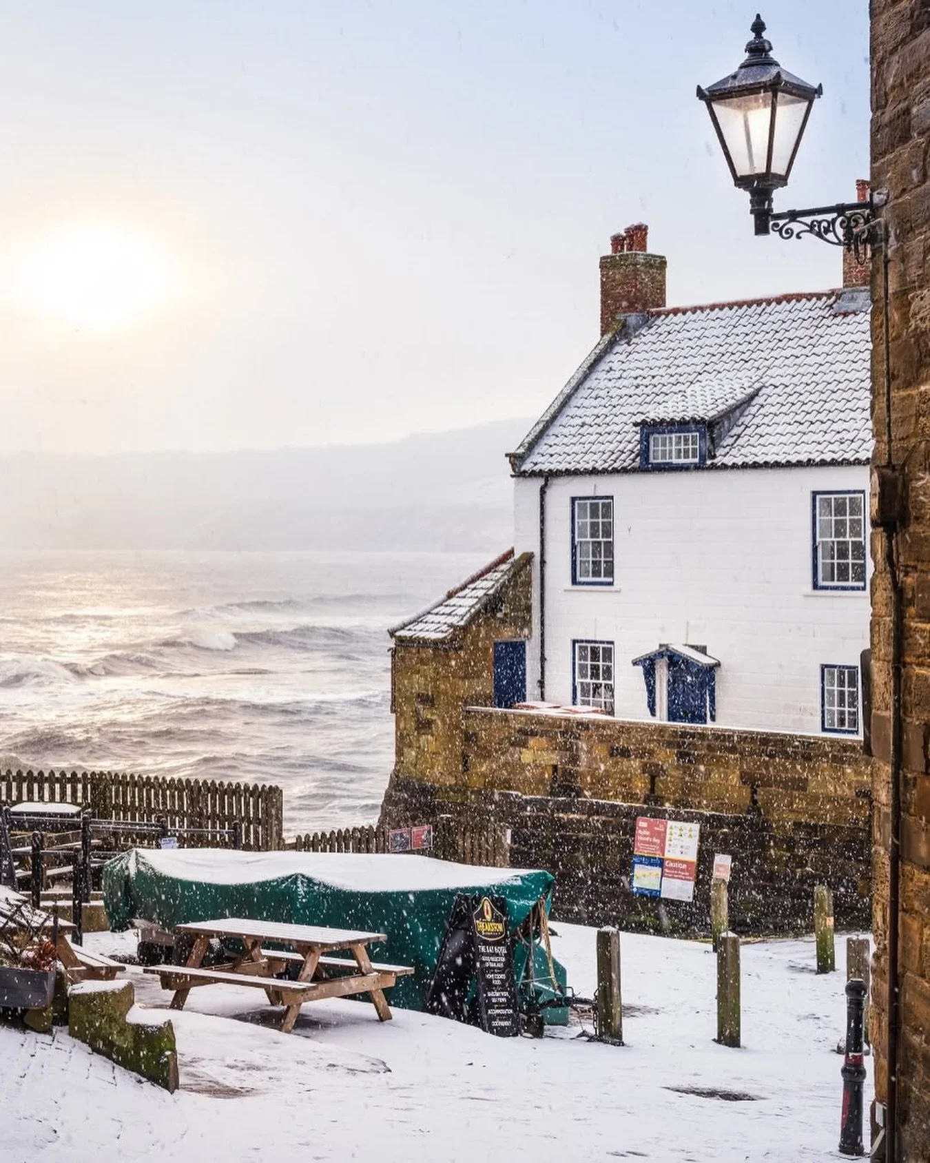 Beautiful Robin Hood&rsquo;s Bay in North Yorkshire by @north_yorkshire_gallery_whitby 🎄❄️