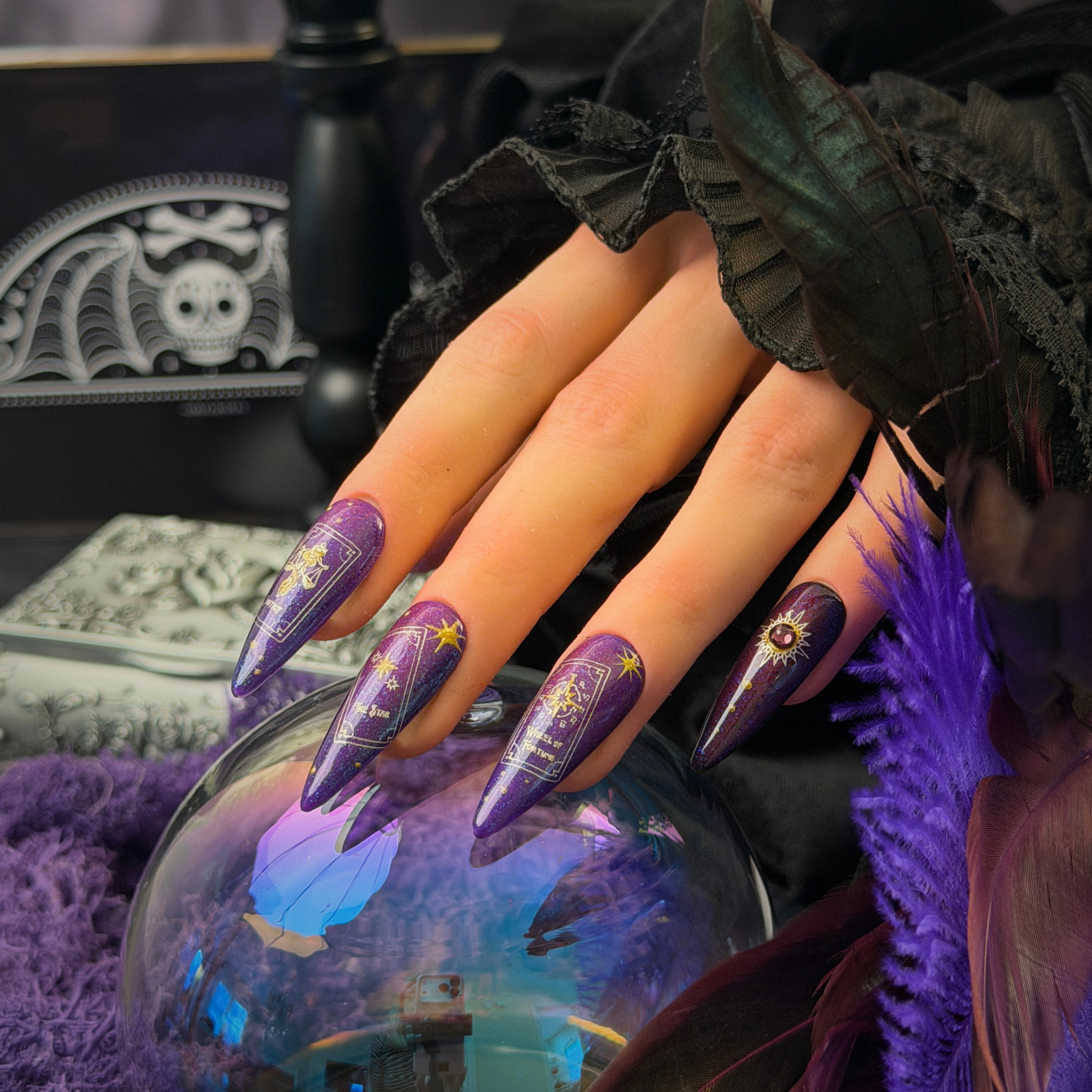 image of press on nails with design of tarot cards