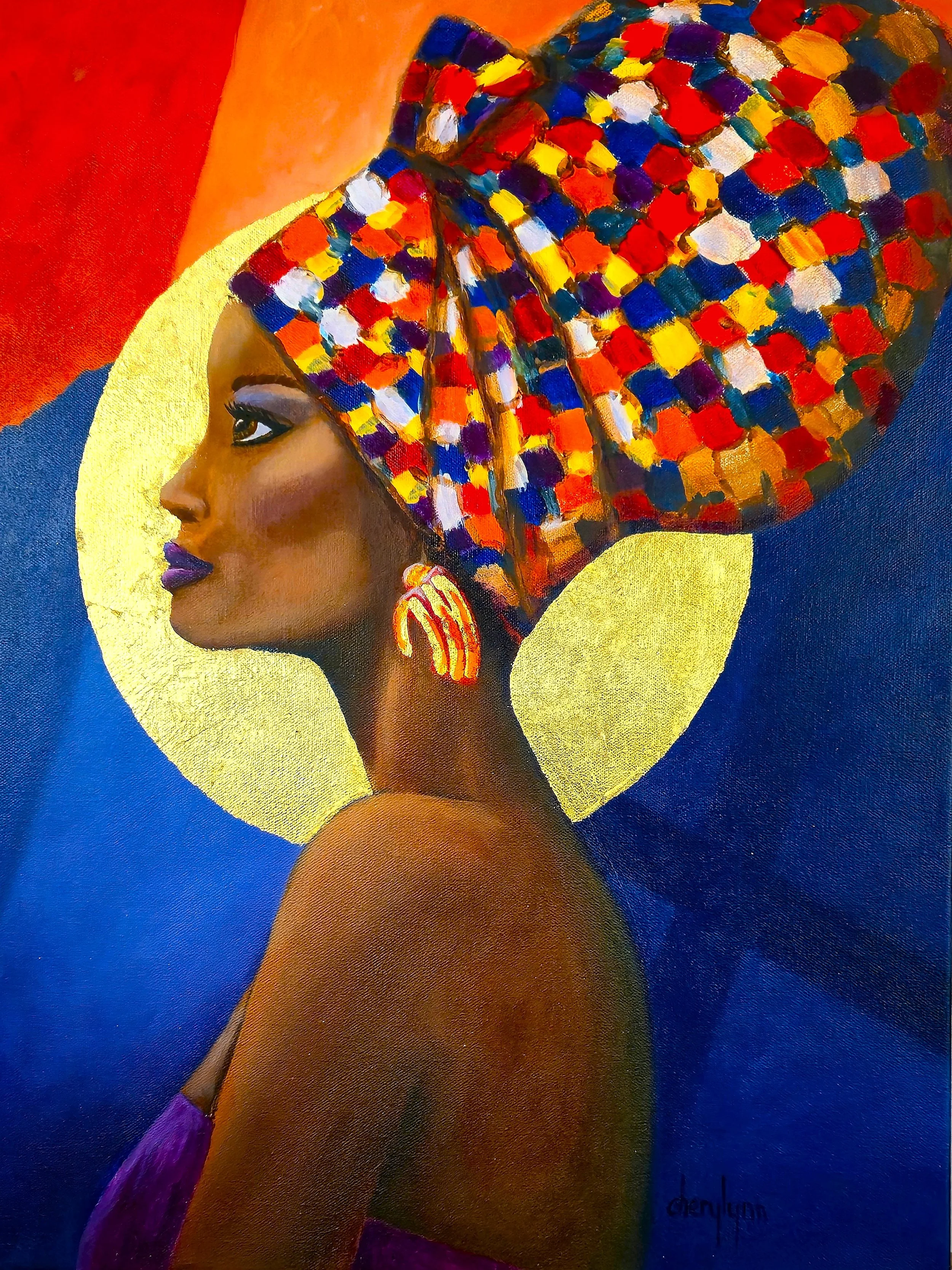 I Am Woman. Deep finished edge 18x24" canvas. Acrylic and gold leaf, varnished. $1,125