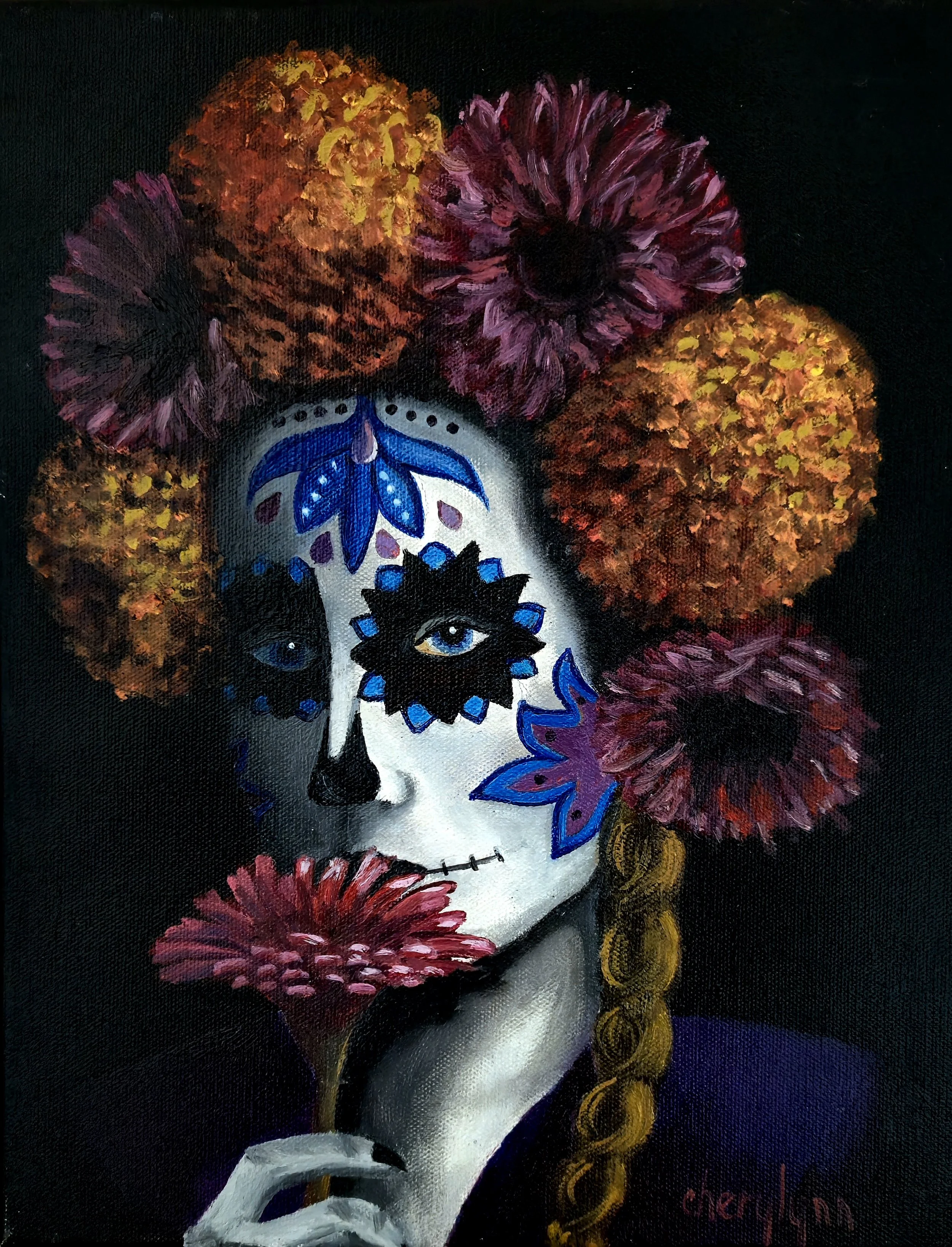 Catrina, celebrating Day of the Dead in Mexico. 11x14" oil on canvas. $400