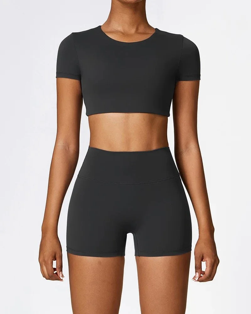 Cropped T Shirt Short Set
