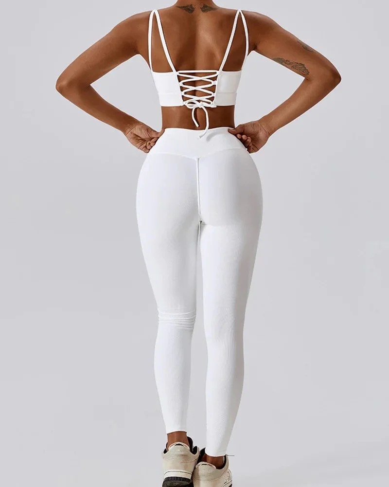 Laced Bak Sport Bra Legging Set