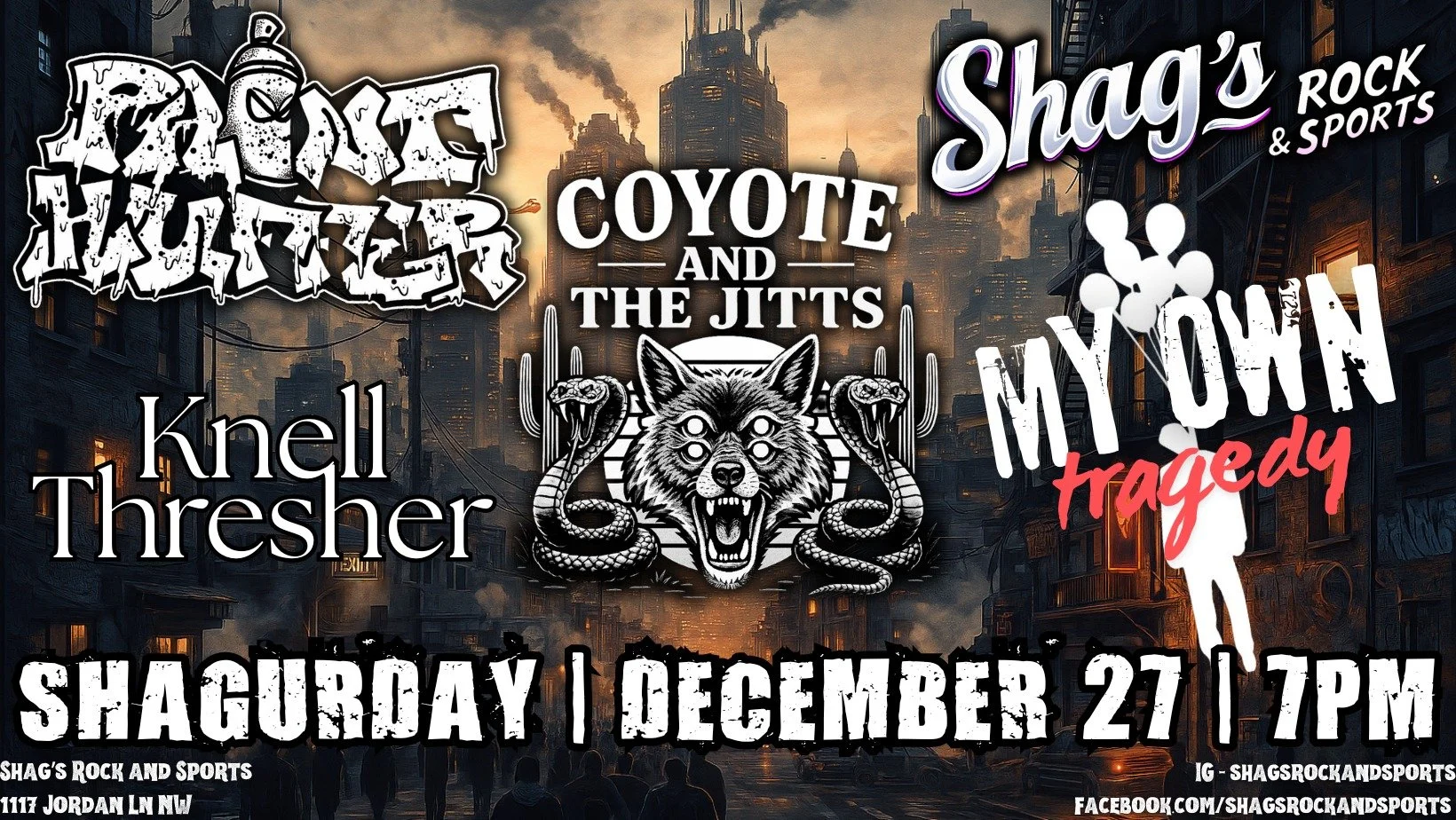 Coyote and The Jitts, Knell Thresher, Paint Huffer, My Own Tragedy LIVE@Shag's