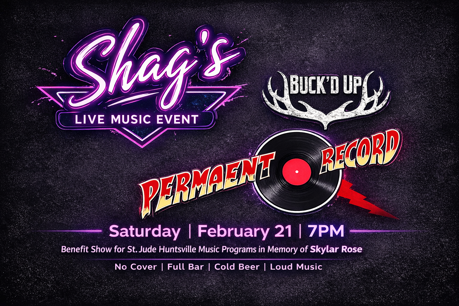 Buck'd Up w/ Permanent record Benefit Supporting St Jude's Art and Music Therapy Programs