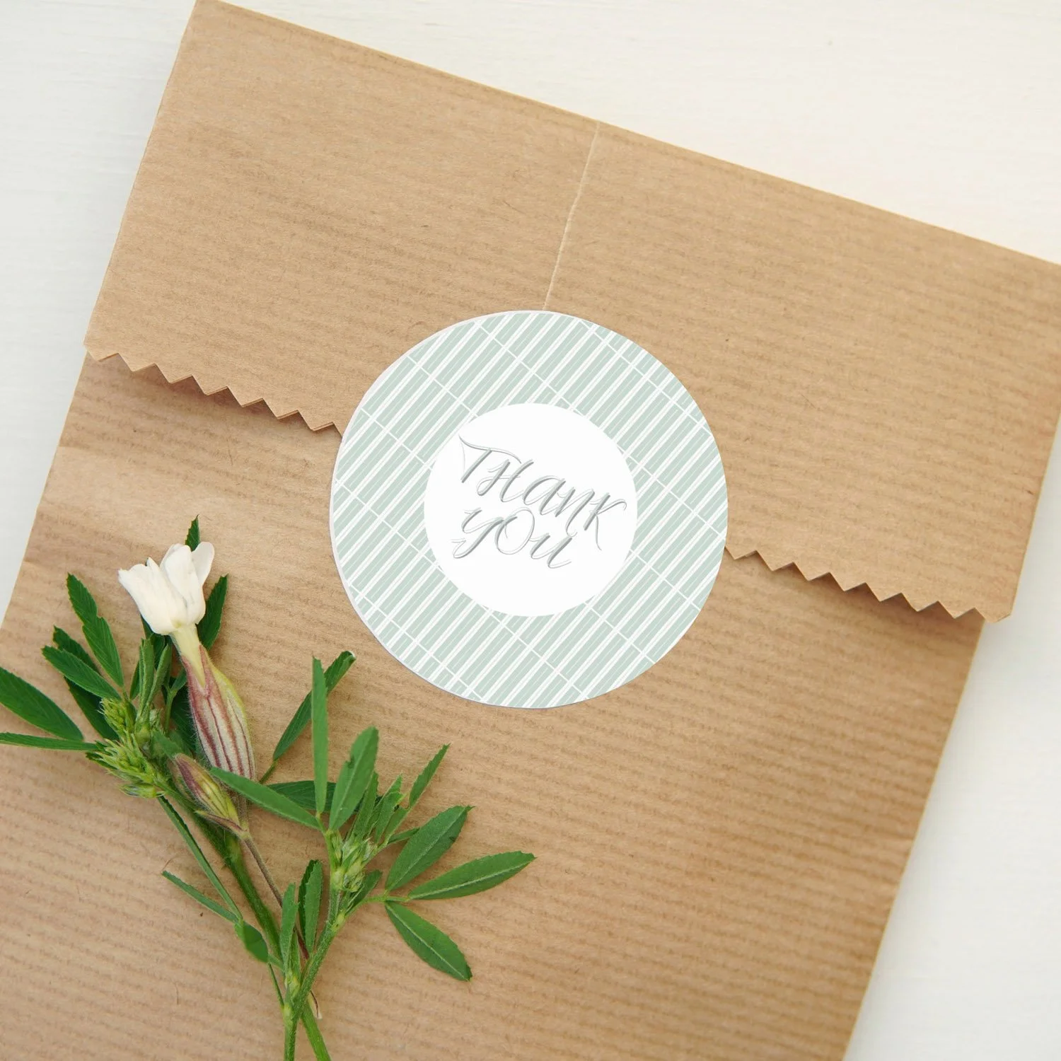 Green Unique Stripes Classic Round Sticker paper bag.jpeg