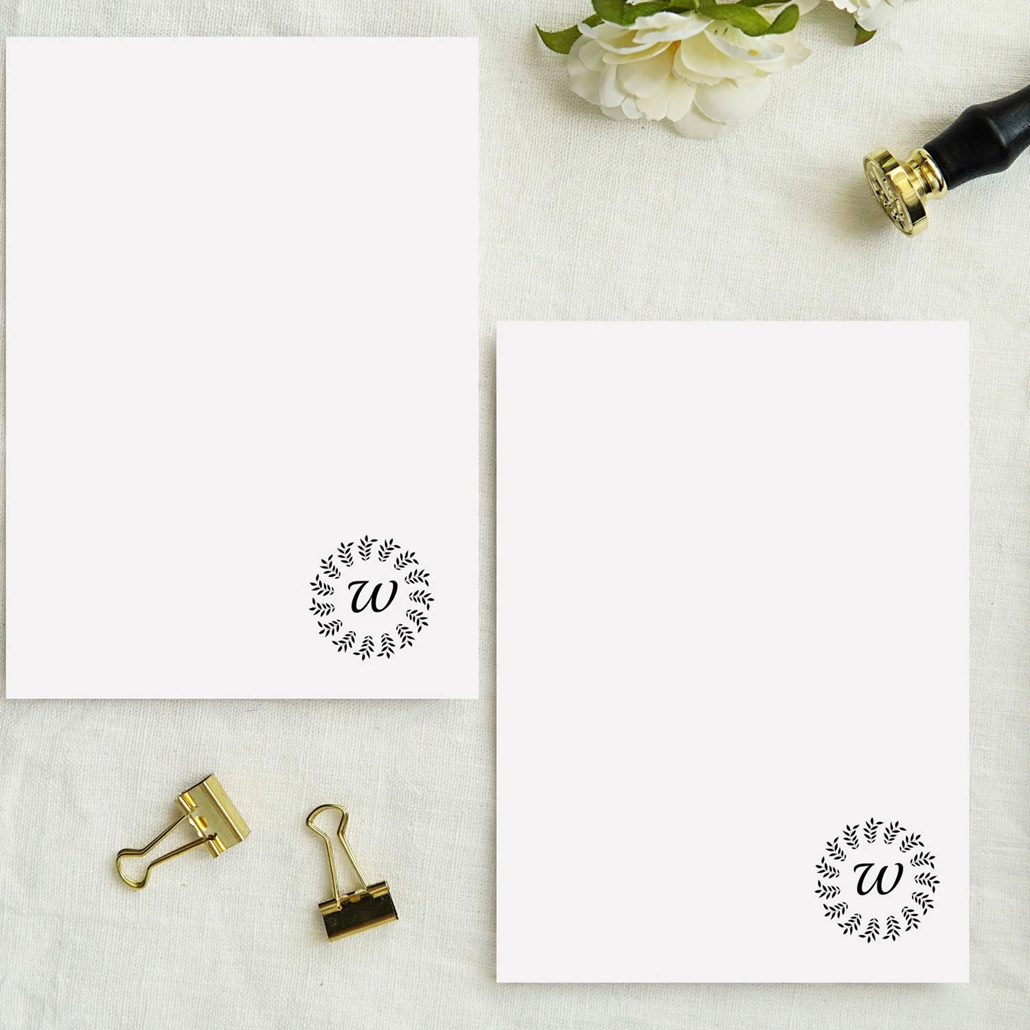 Black Laurel Wreath Monogrammed Stationery MU.jpg