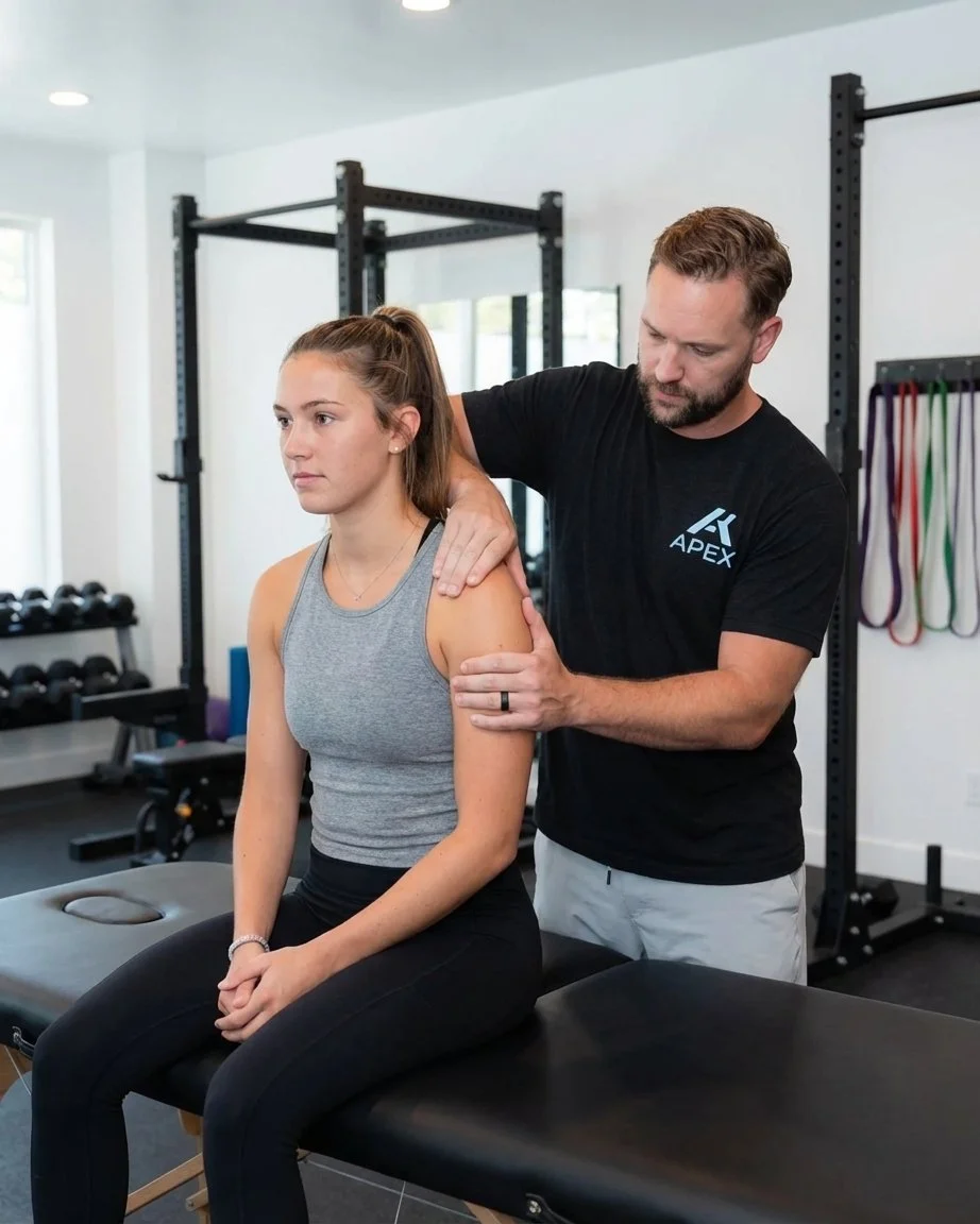 Patient working with a provider at a performance physical therapy clinic in Mount Pleasant