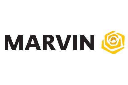 Marvin logo with text 'MARVIN' in bold black letters and a yellow geometric honeycomb-like icon to the right