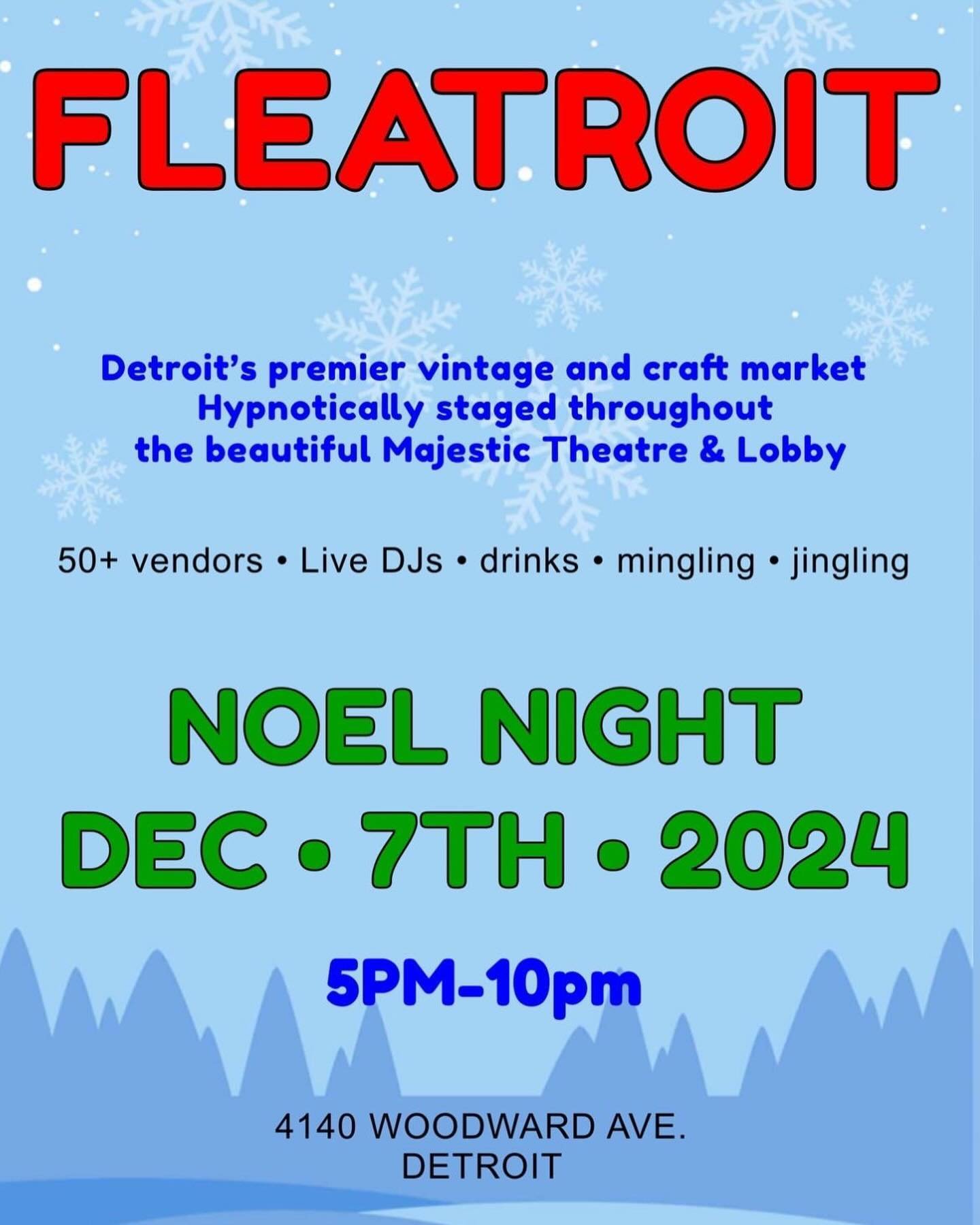 🪩❄️NOEL NIGHT❄️🪩
We&rsquo;ll be poppin&rsquo; up at Noel Night this year, at the @majesticdetroit ! Come hang out, shop, drink, mingle, and be merry! 🎄
Saturday, Dec. 7th from 5-10 PM! Can&rsquo;t wait to see you there ❣️
Hosted by @fleatroit 💃