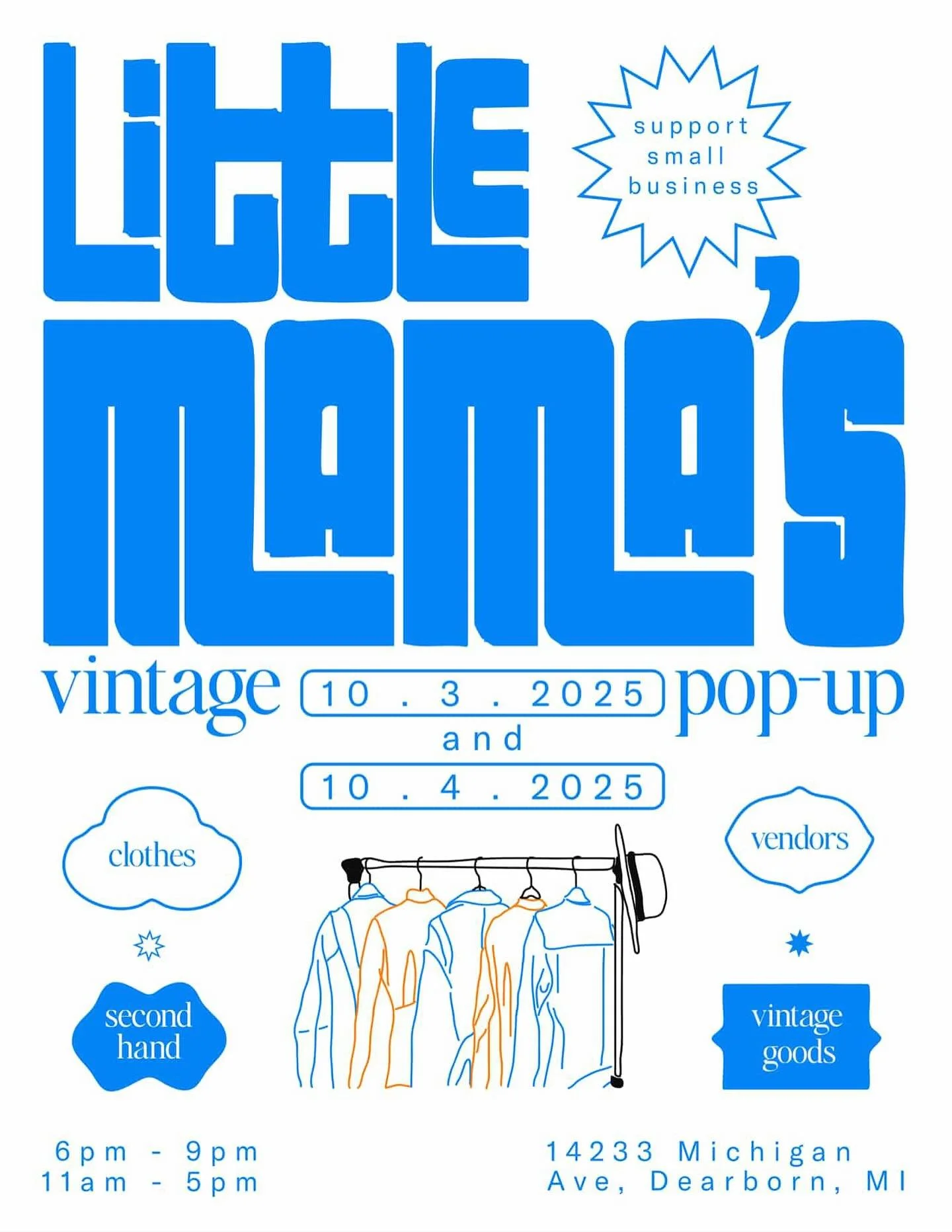 💙NEXT POP-UP!💙
Come find me at the @littlemamasvintage sale in Dearborn; the night of Oct. 3rd and all day on Oct. 4th! I hope to see some new and familiar faces! 
See you soon ✌️