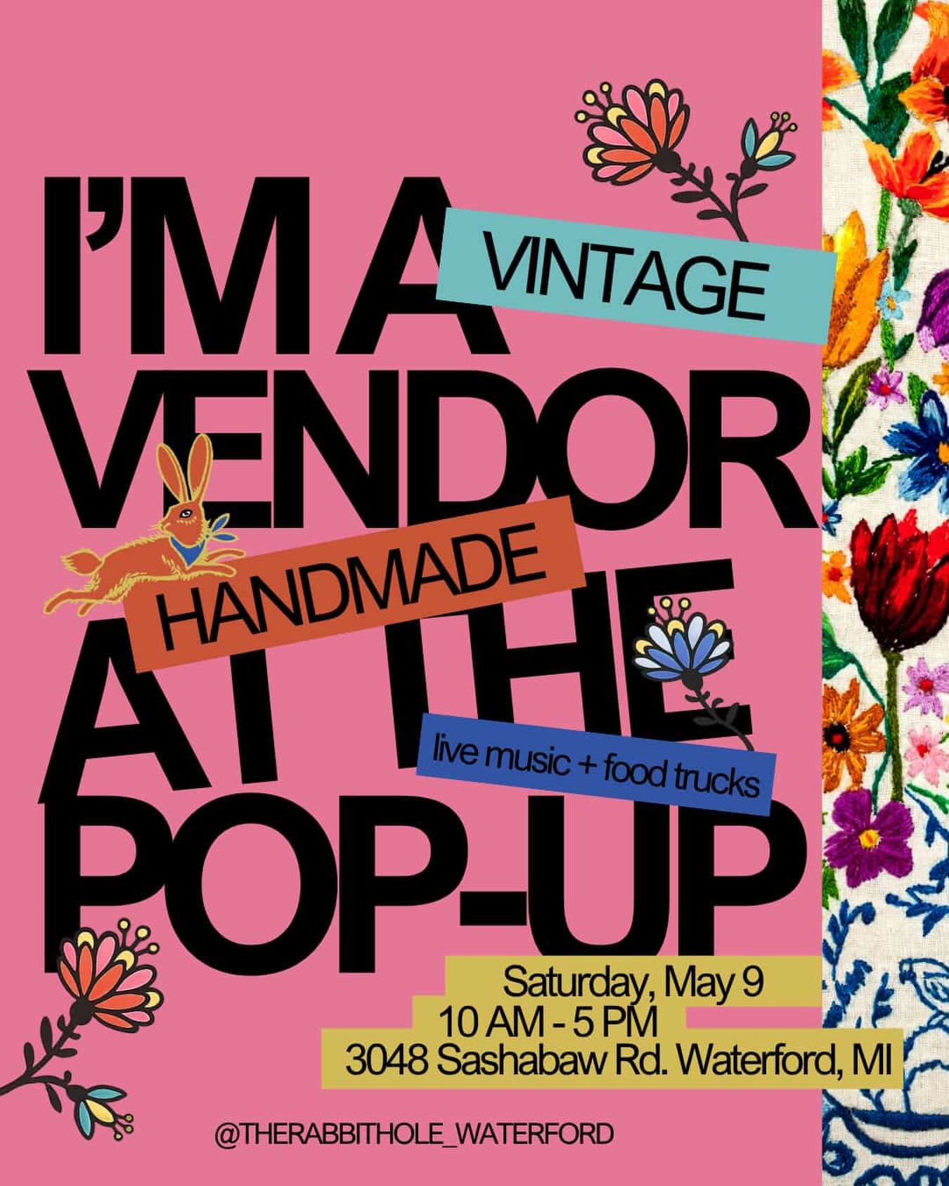 Live Music! Food trucks! TONS of vintage goodies! Is there truly a better way to celebrate the new spring season? 🐇✨
Join me for some spring fun at @therabbithole_waterford &lsquo;s Spring Pop-Up sale on Saturday, May 9th from 10 AM - 5 PM!
.
.
.
.
