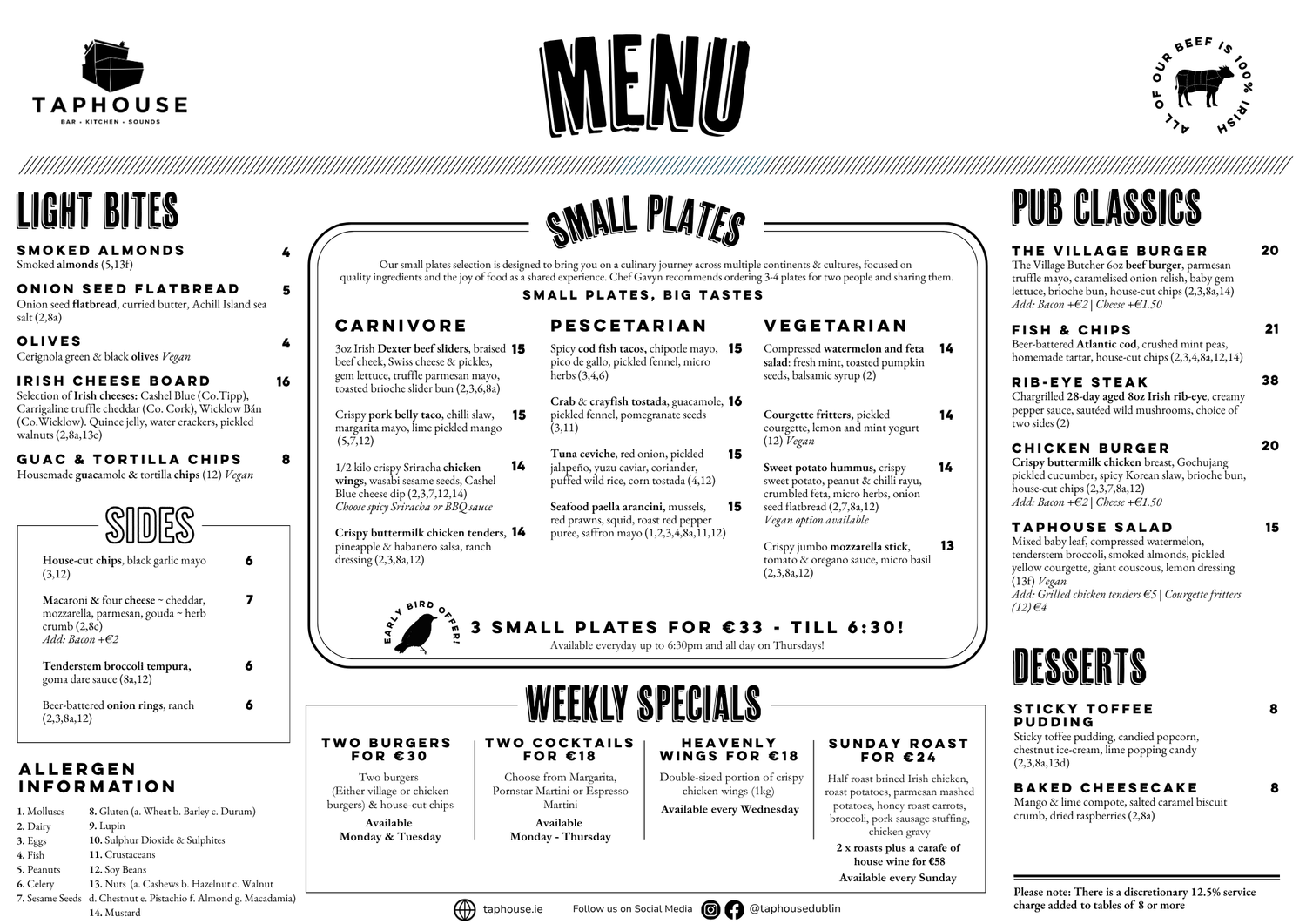 Menu 1 — Taphouse