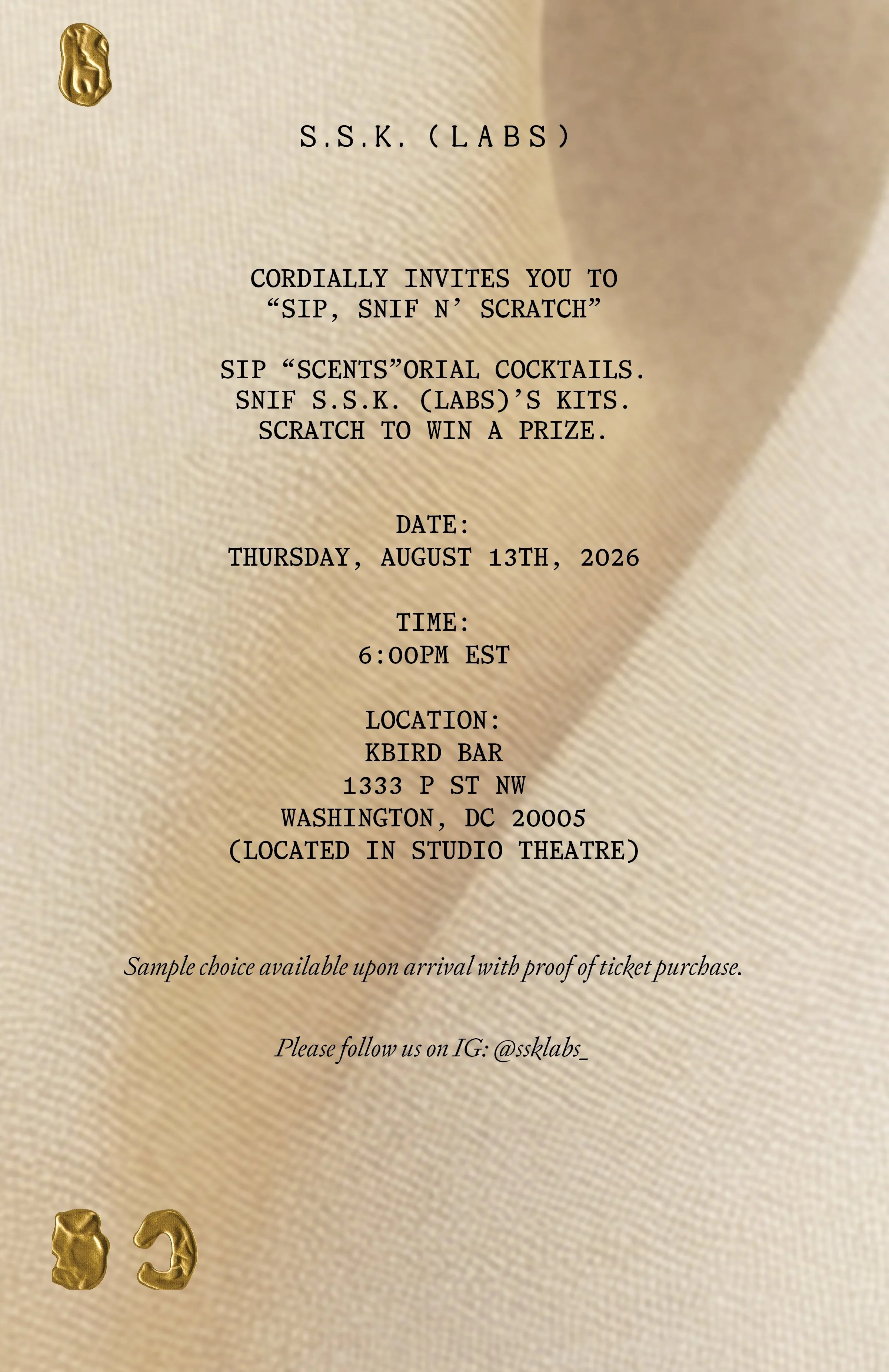 Scent Social: Sip, Snif N’ Scratch with S.S.K. (LABS)