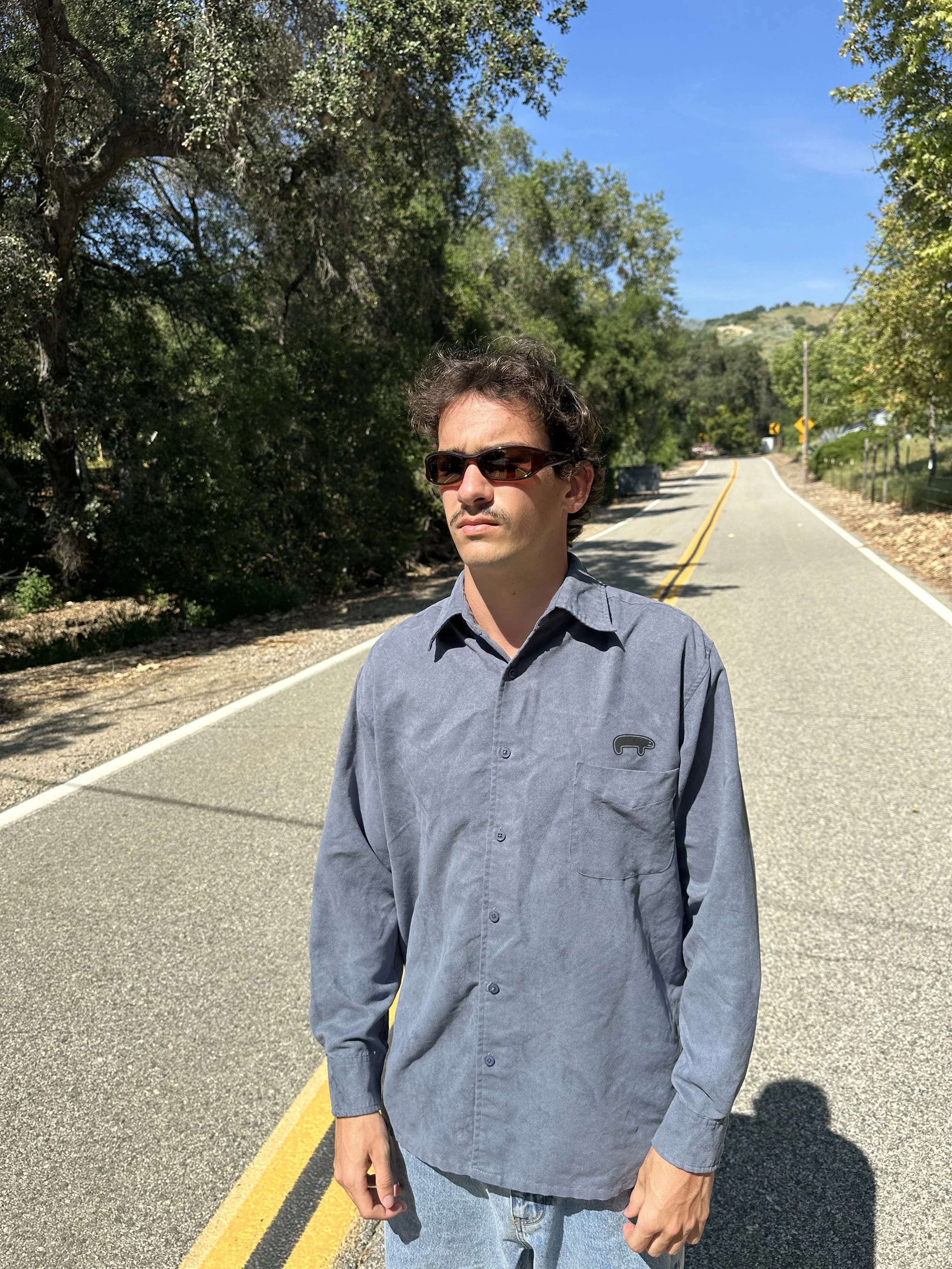 Faux Suede Button-Up (L)