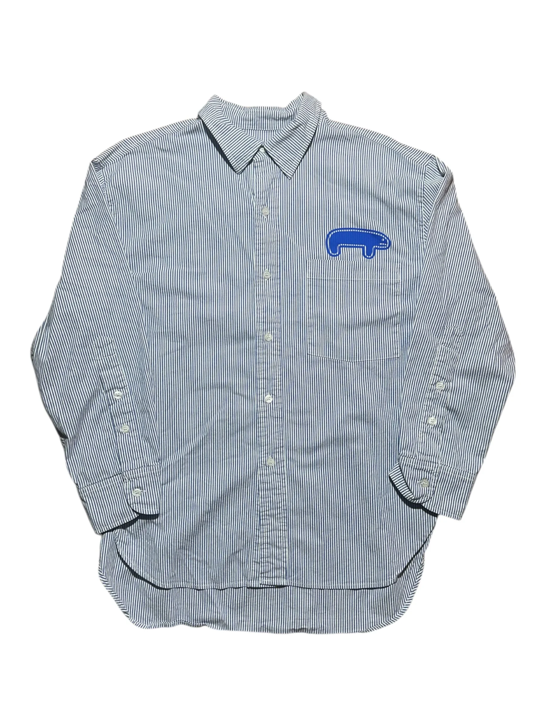 Women's Blue Striped Button-Up (M)