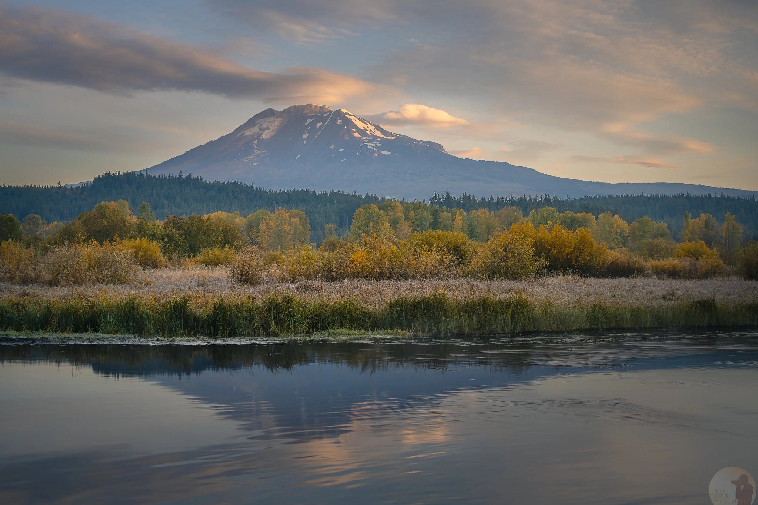 Morning Autumn view of Mount Adams