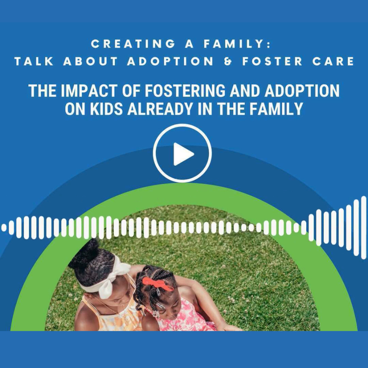 image of mom holding daughter with title of podcast