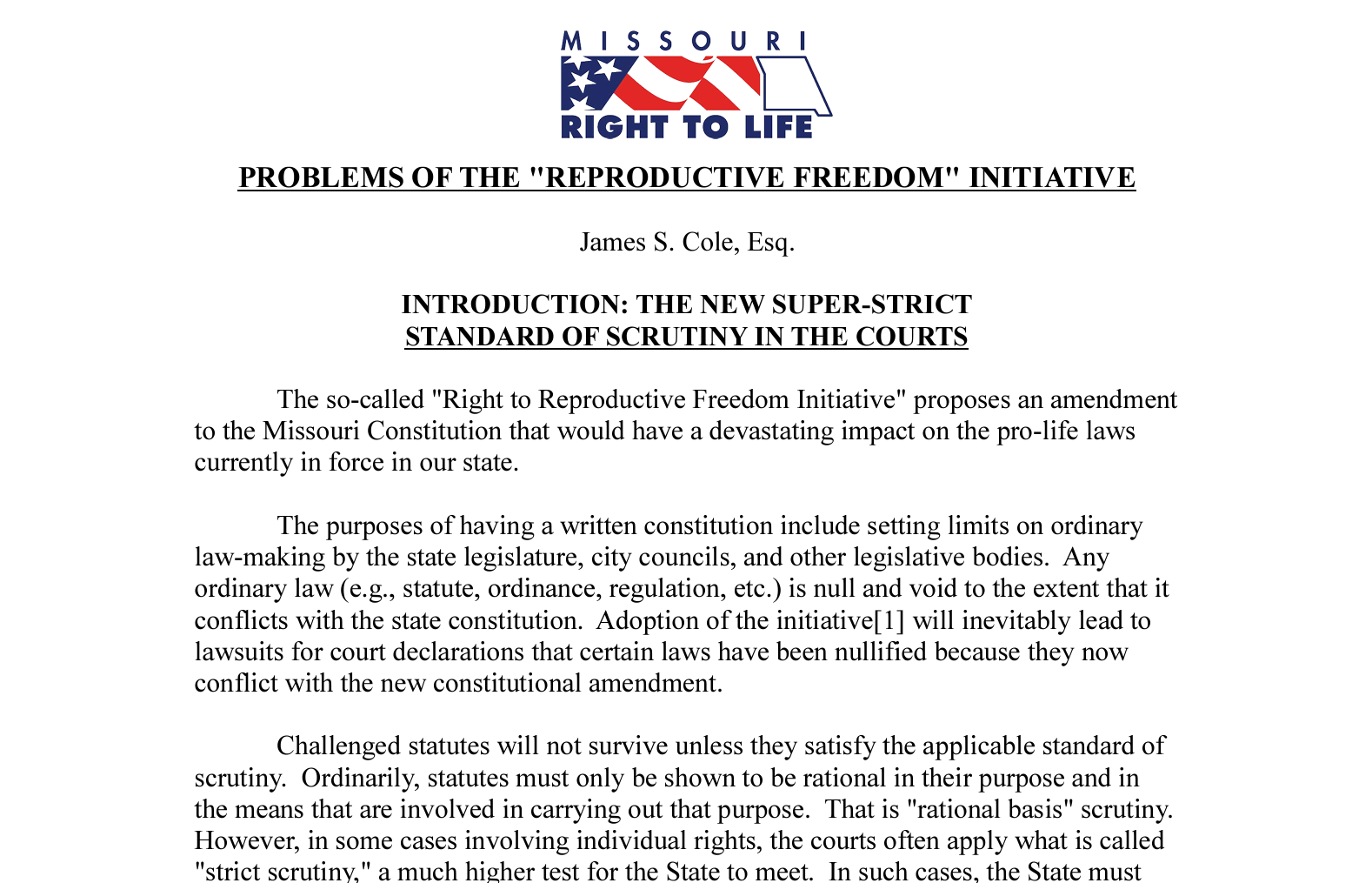 10 Reasons to Oppose Amendment 3: Legal Analysis by Missouri Right to Life