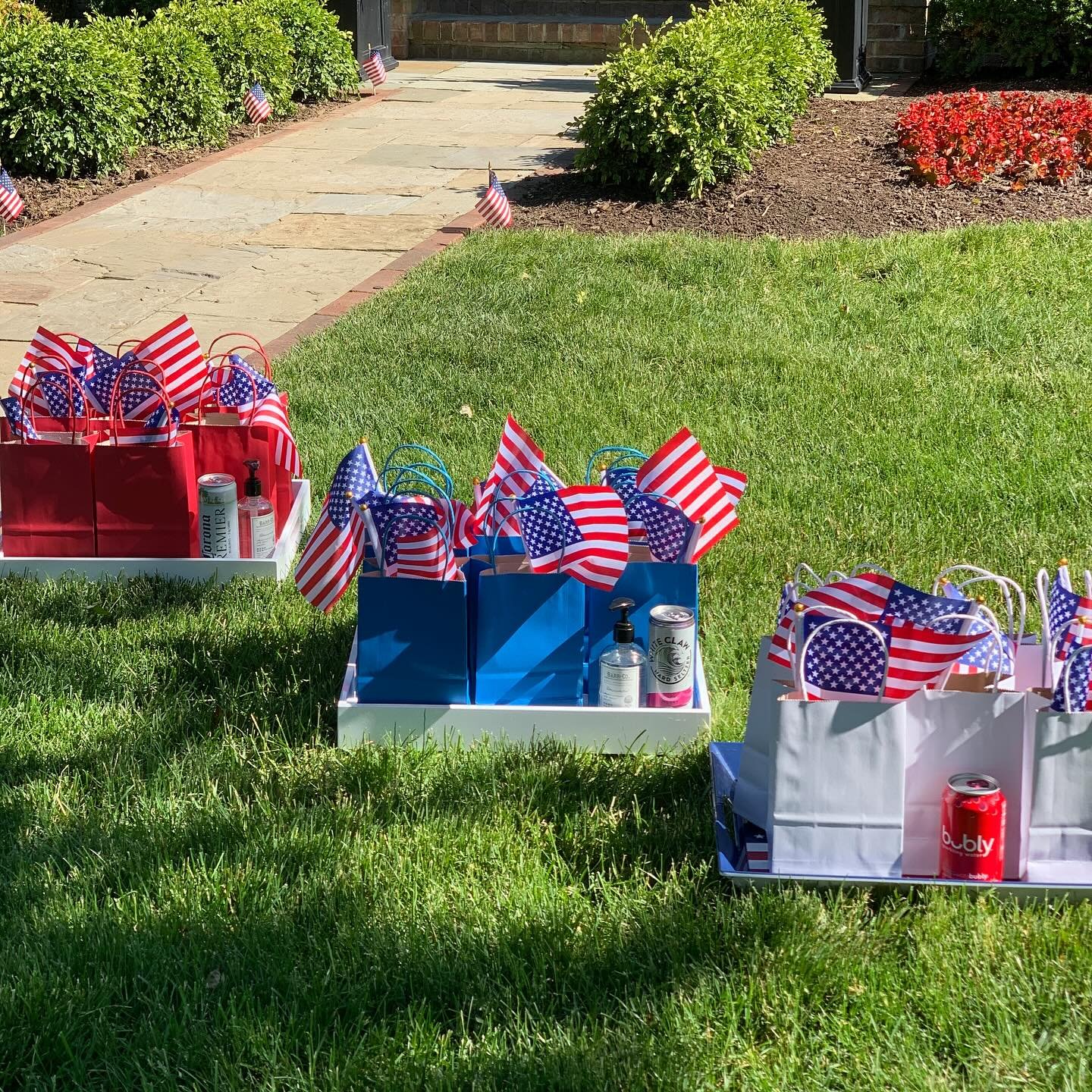 Putting the final touches on celebration details for my darling dad&rsquo;s 75th birthday next week and looking back at how we celebrated 70 in the weirdest year! 🎈. DBH is a flag-day baby 🇺🇸, born in 1950, so we put a band on our front porch to p