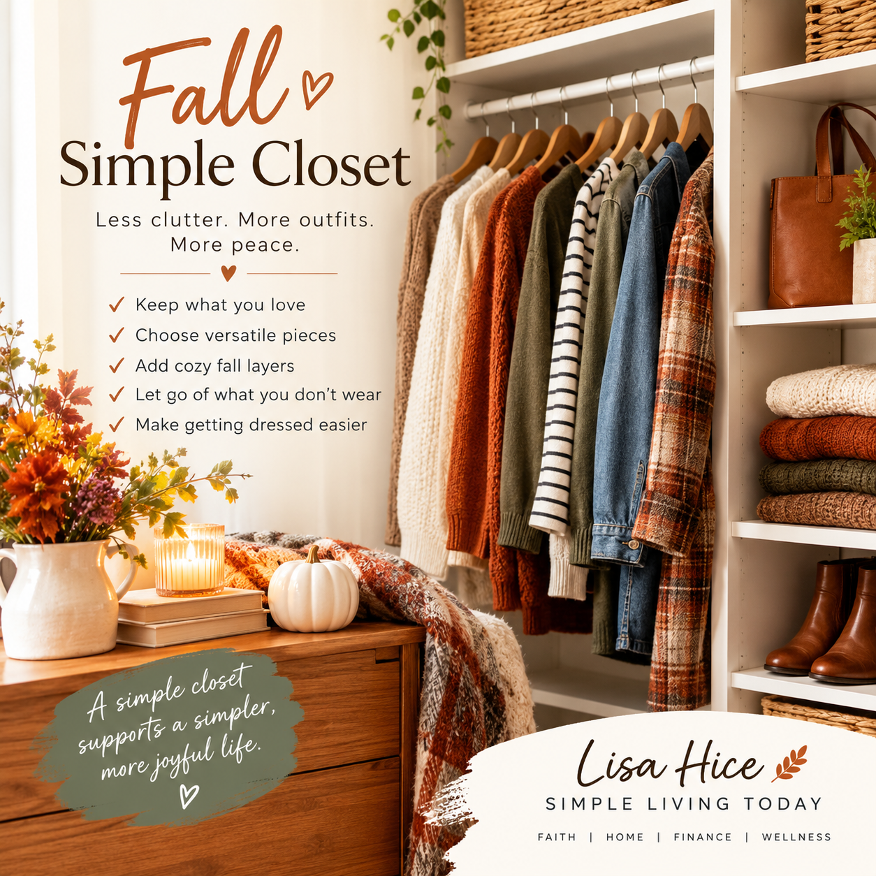 Fall:Simple Closet~Less Clutter More Peace