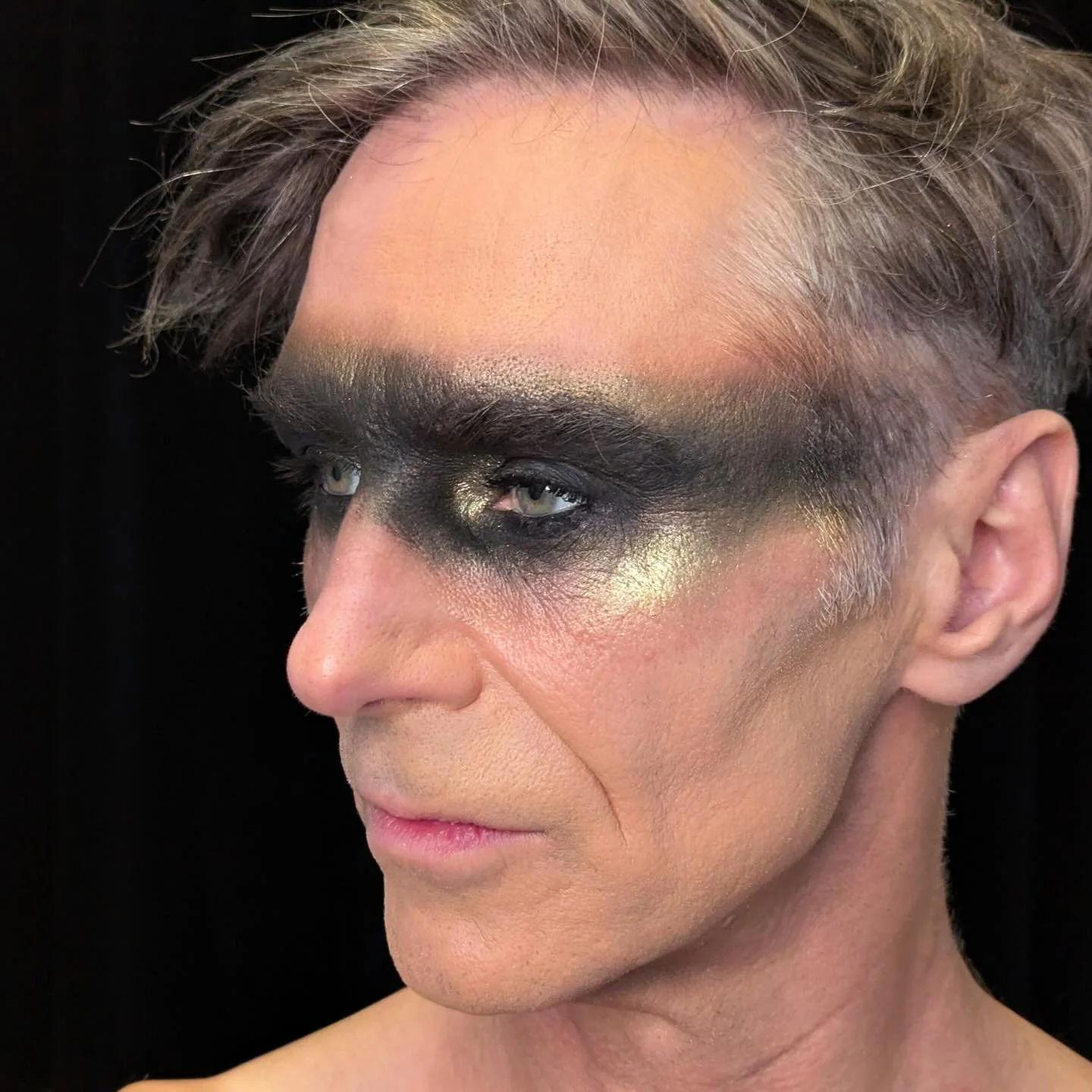 Thank you @tracyjmakeuphair for playing and figuring out what may work best for the upcoming shows .. #makeup #workinorogressart #showtimesoon