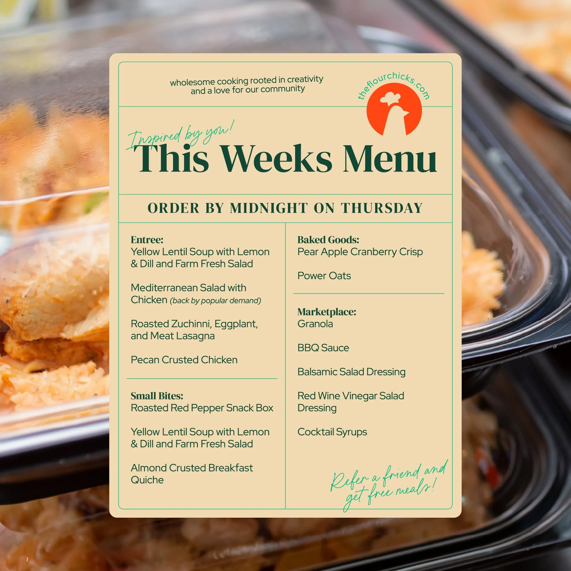 This weeks menu