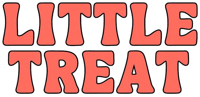 Cartoon text reading 'Little Treat' in large, pink, bubbly letters.