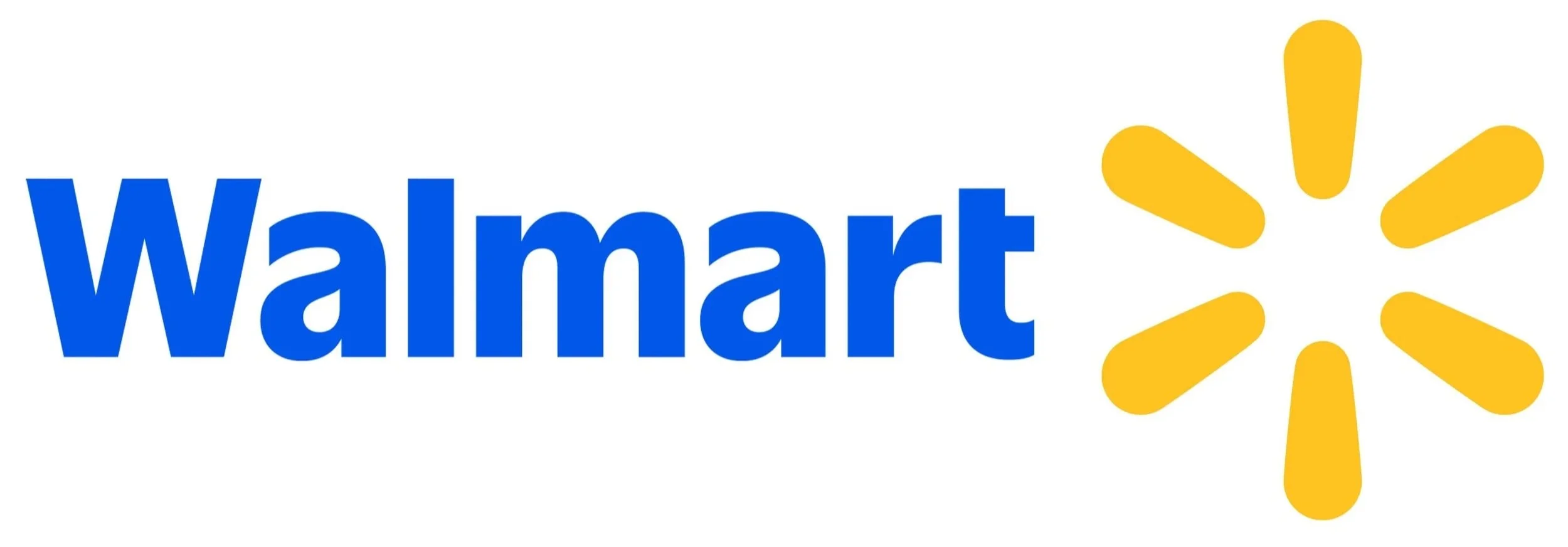 Walmart logo with blue text and yellow spark symbol