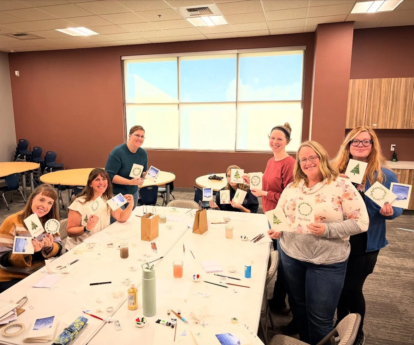I had SO MUCH FUN painting with this crew today. I think we&rsquo;ll need to make the watercolor card workshop an annual holiday kickoff event. It was relaxing and creative and everyone walked away with a special set of Christmas cards that they made