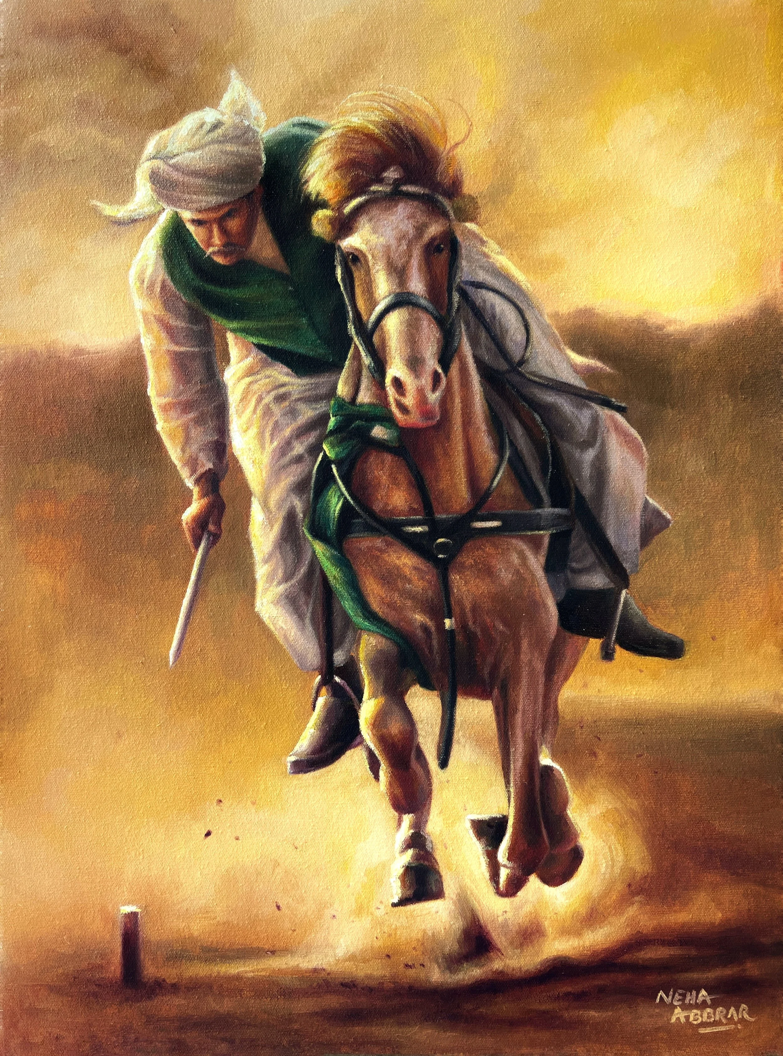 Tent Pegging, 2023, Oils on Canvas - 24 x 18 in