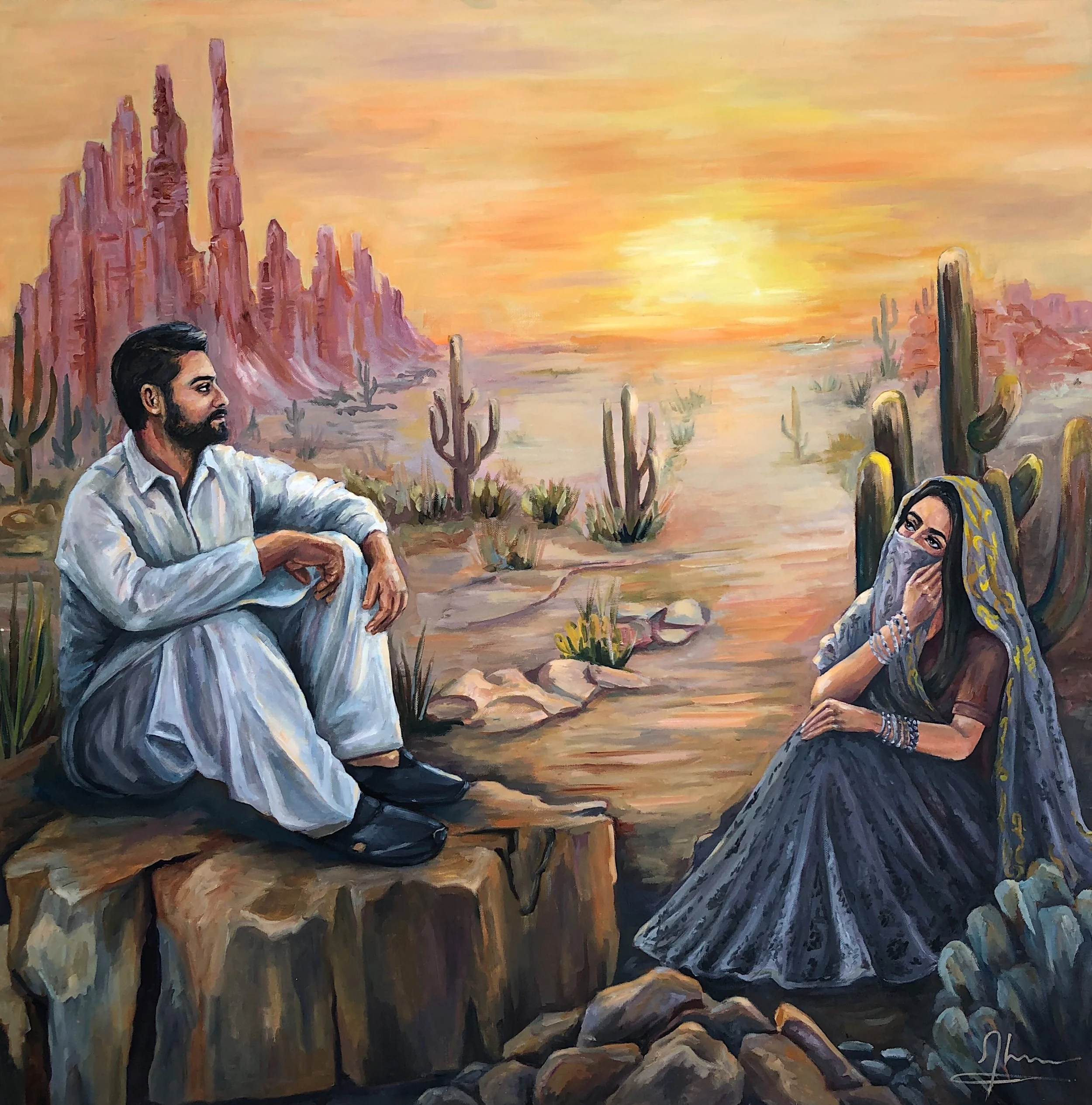Gaze, 2020, Oils on Canvas - 36 x 36 in