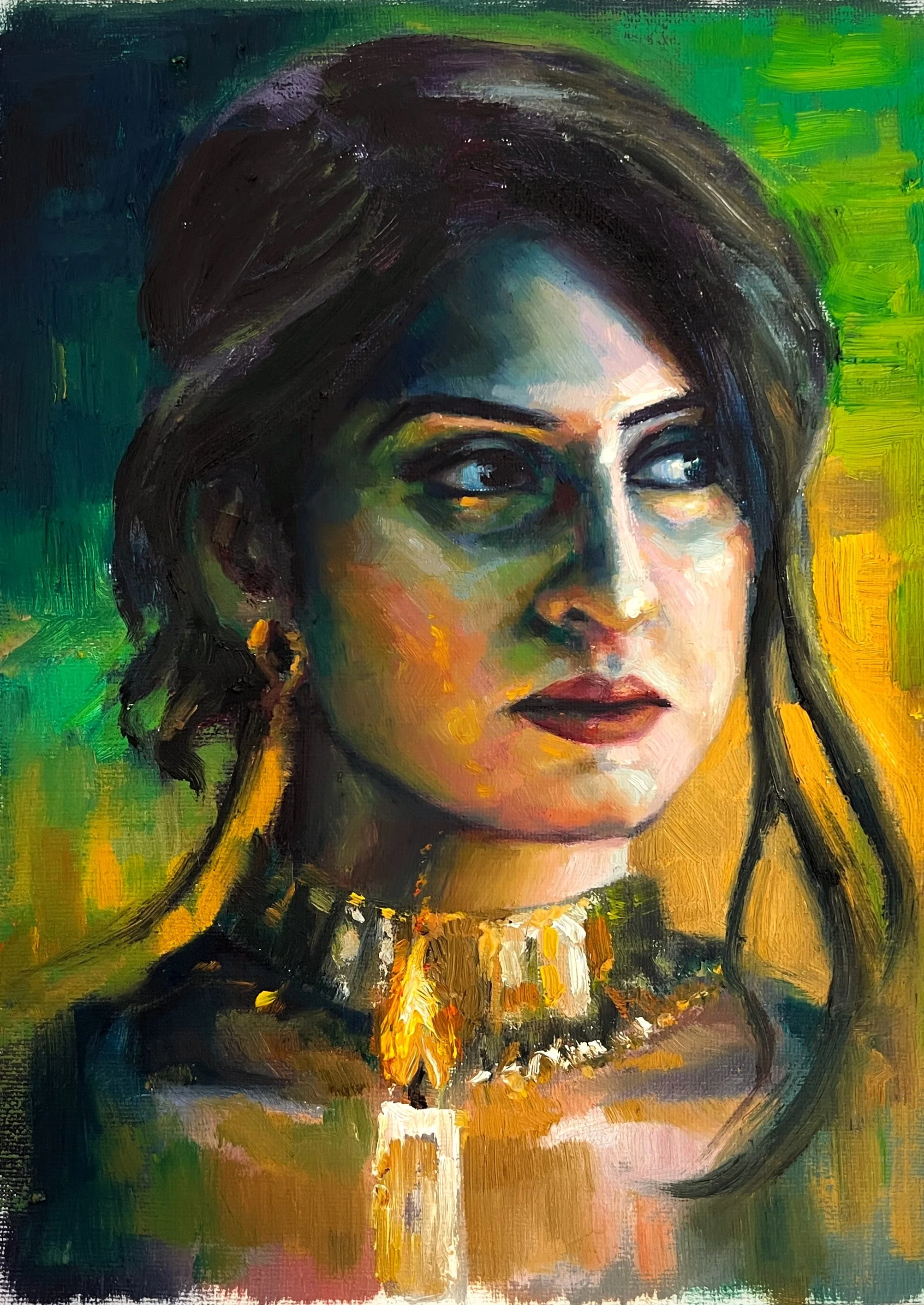 Green, 2022, Oils on Canvas - 11.7 x 8.3 in