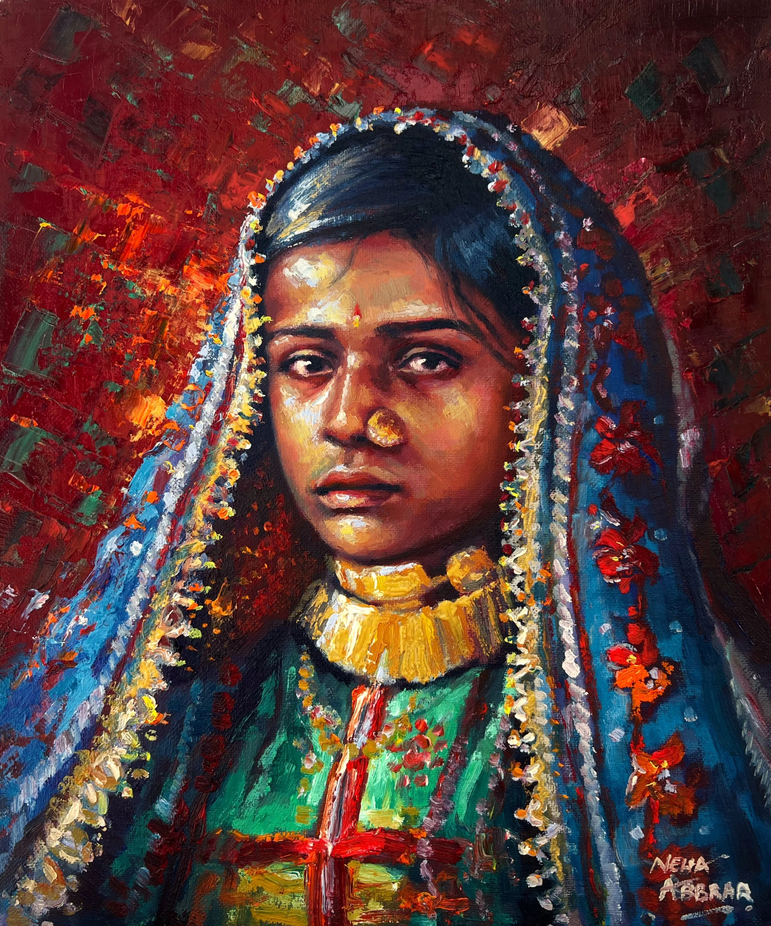 Embellished, 2023, Oils on Canvas - 16 x 12 in