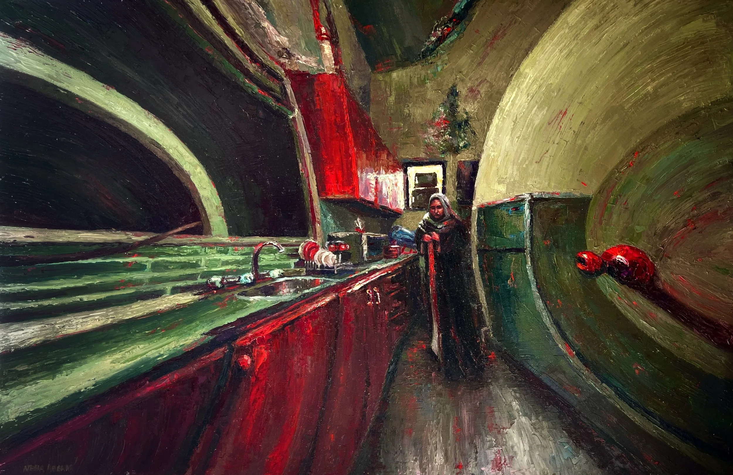 Inside, 2022, Oils on Canvas with Knife - 36 x 24 in