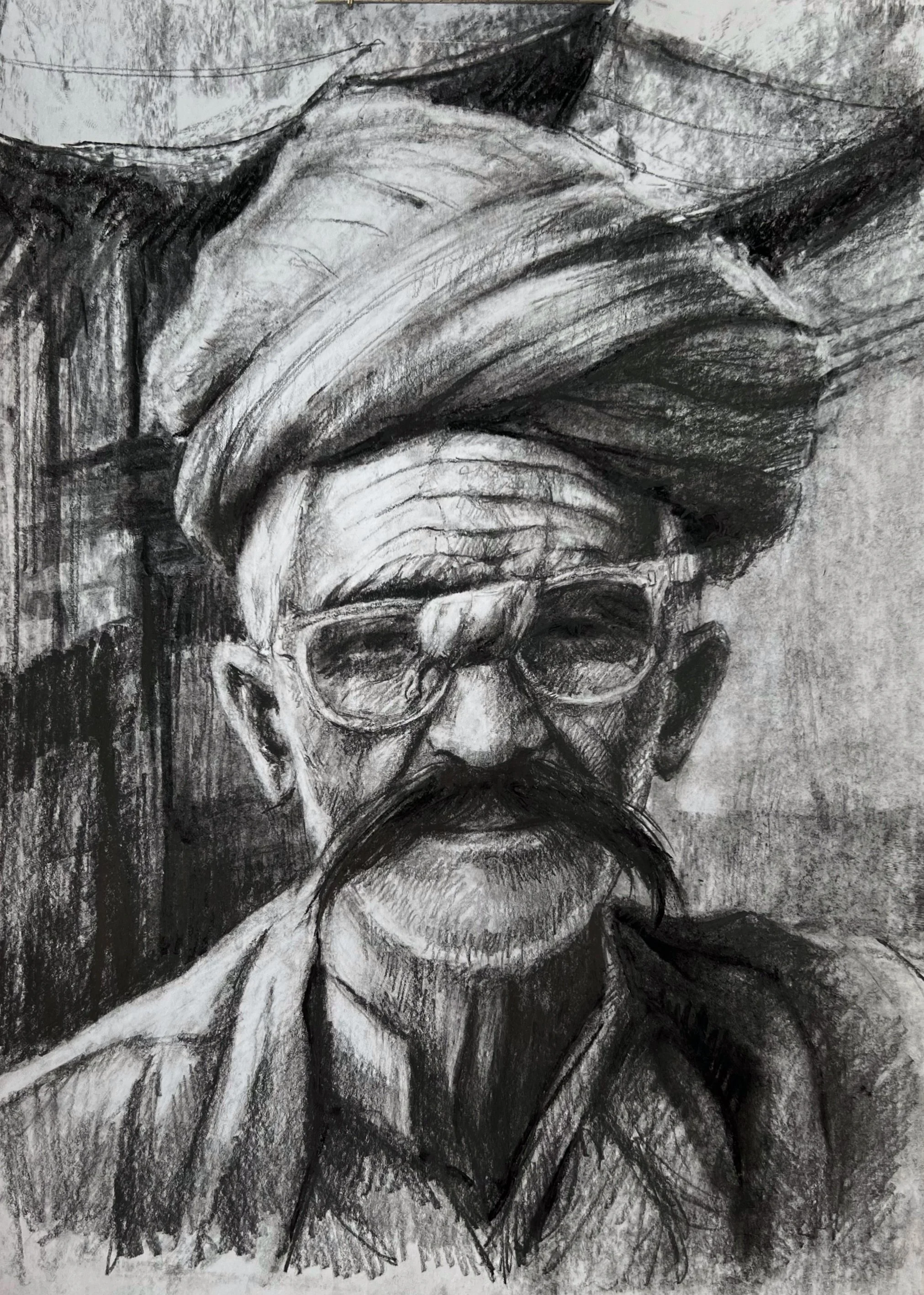 Untitled, 2024, Graphite & Charcoals on paper - 12 x 8.5 in