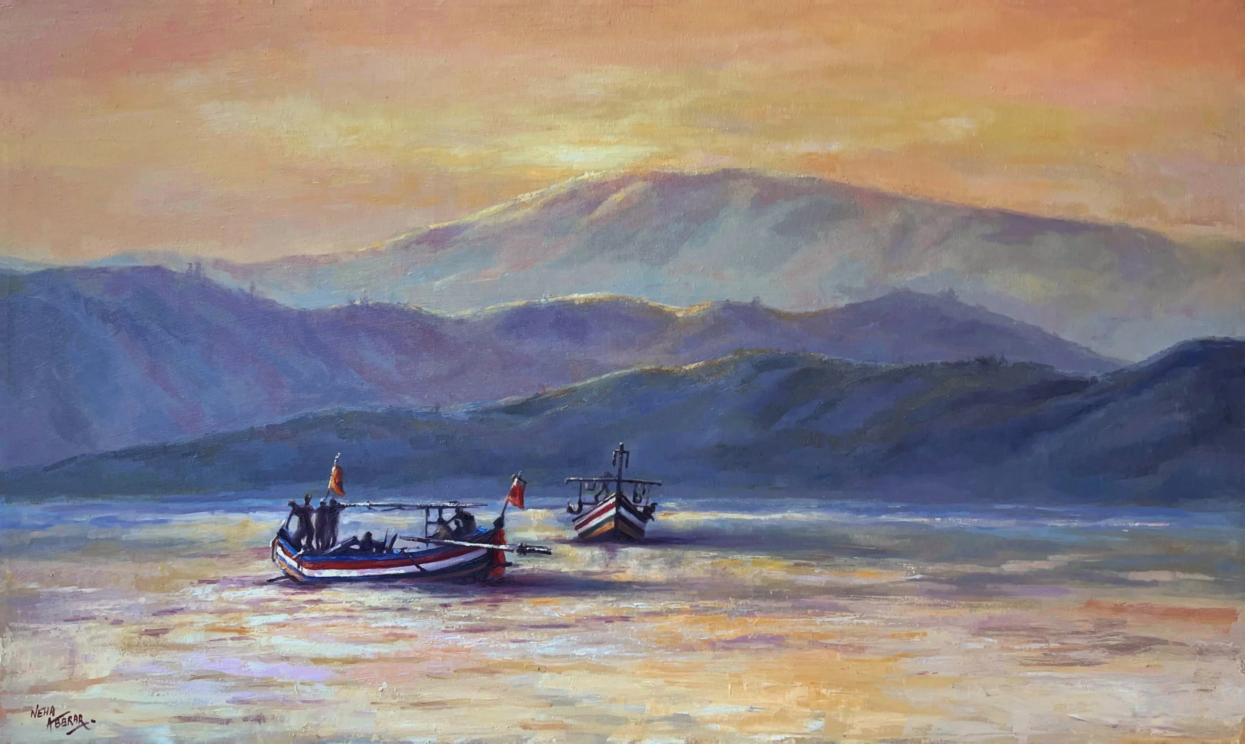 Untitled, 2022, Oils on Canvas with Knife - 60 x 36 in