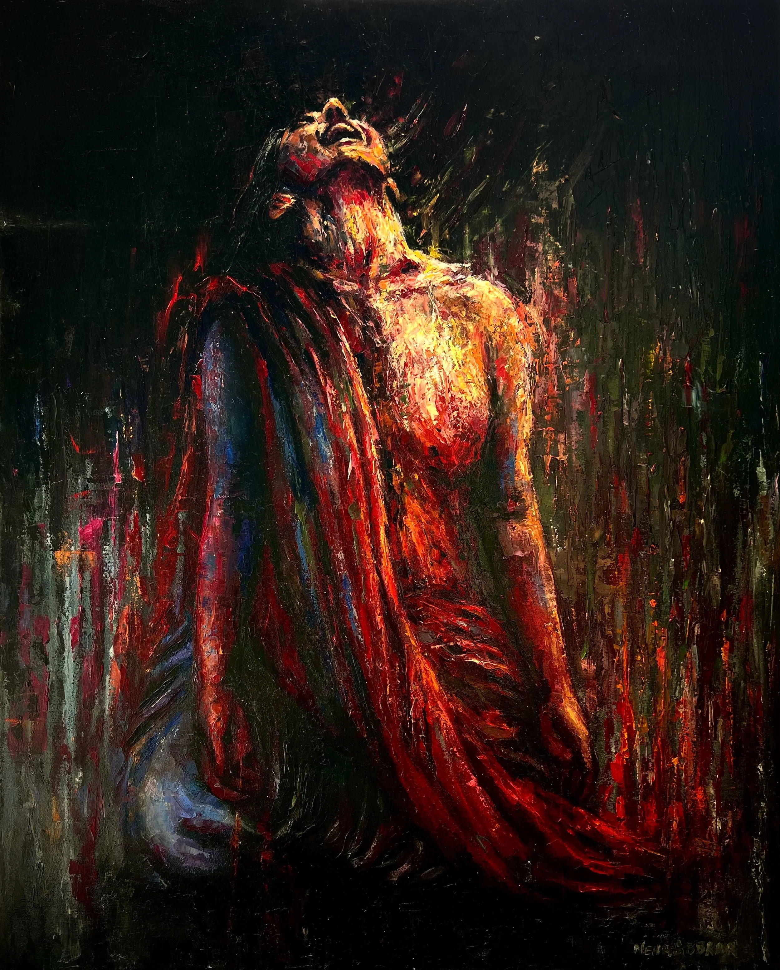 Scream (2), 2022, Oils on Canvas with Knife - 30 x 24 in