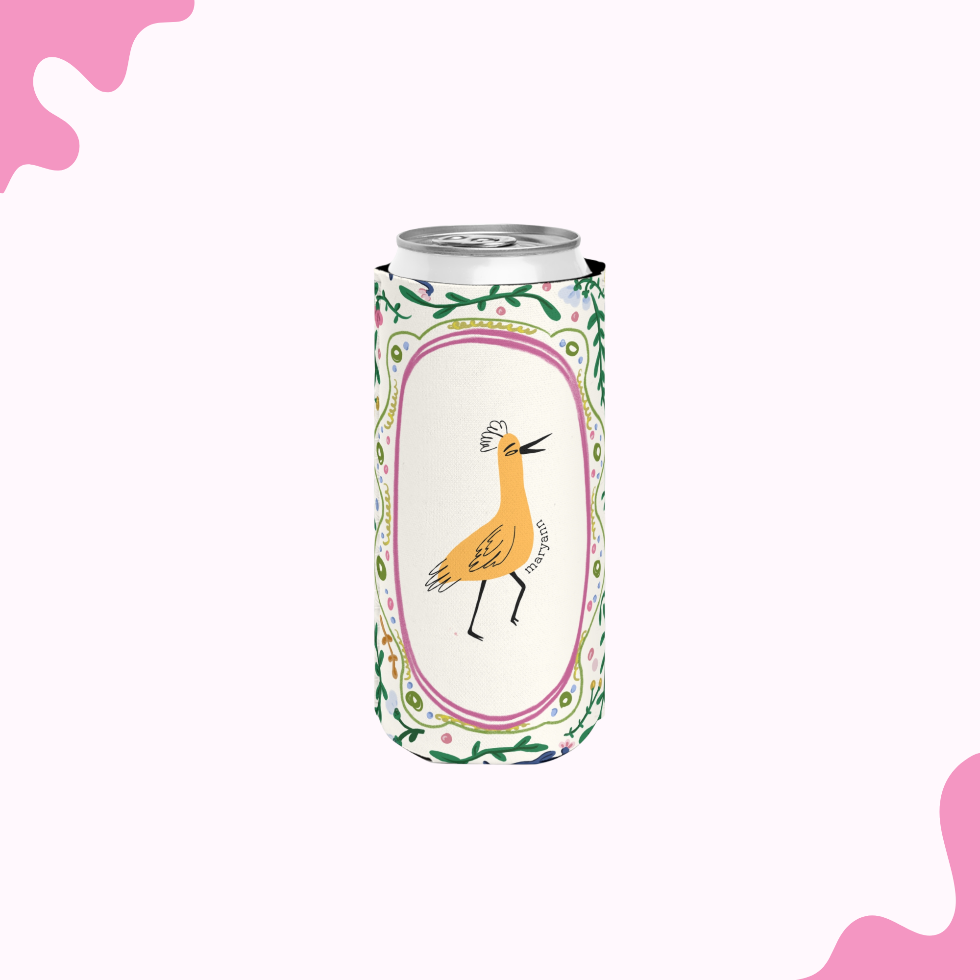 Bird & Floral Can Cooler