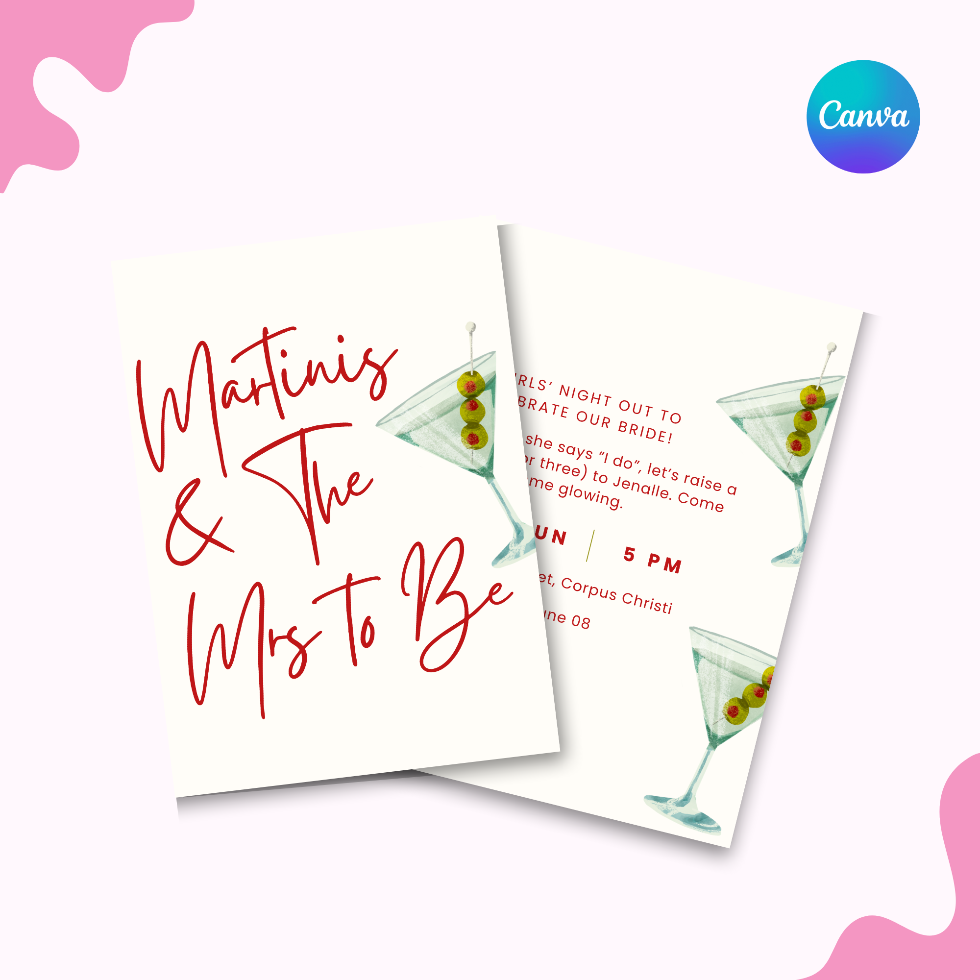 Martinis And The Mrs. To Be Invitation