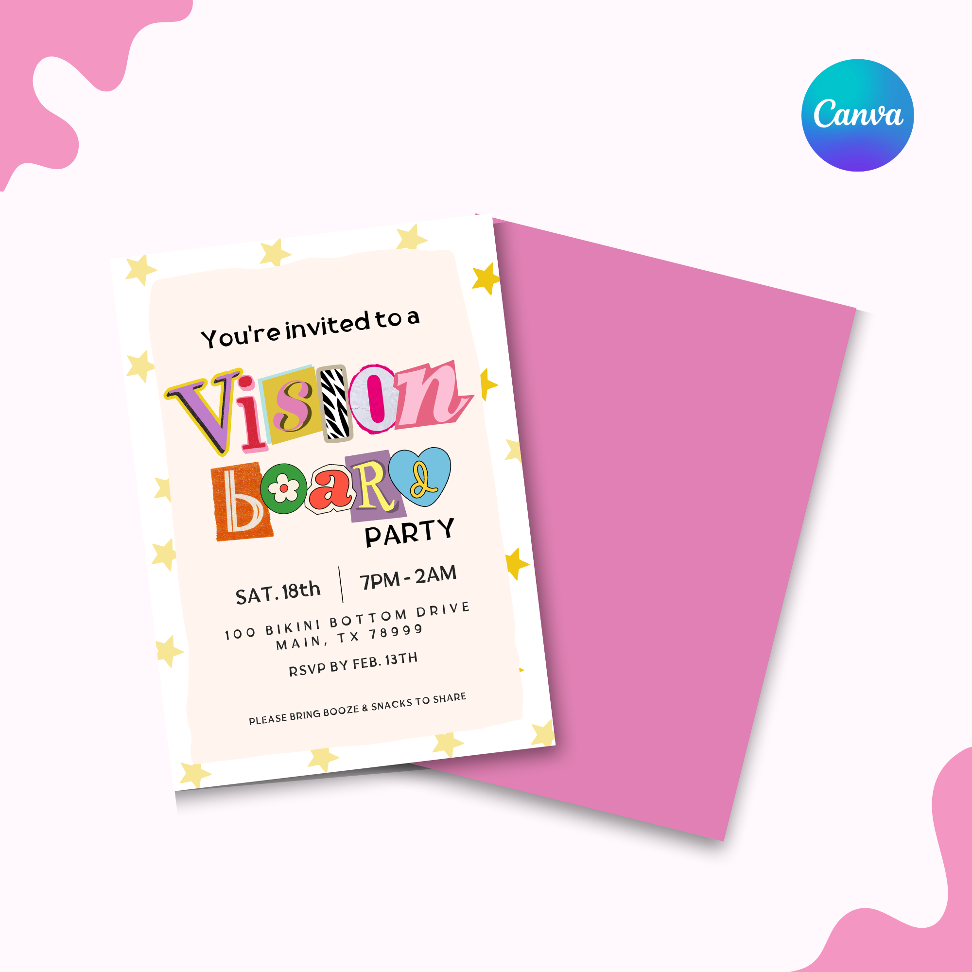 Faded Stars Vision Board Invitation