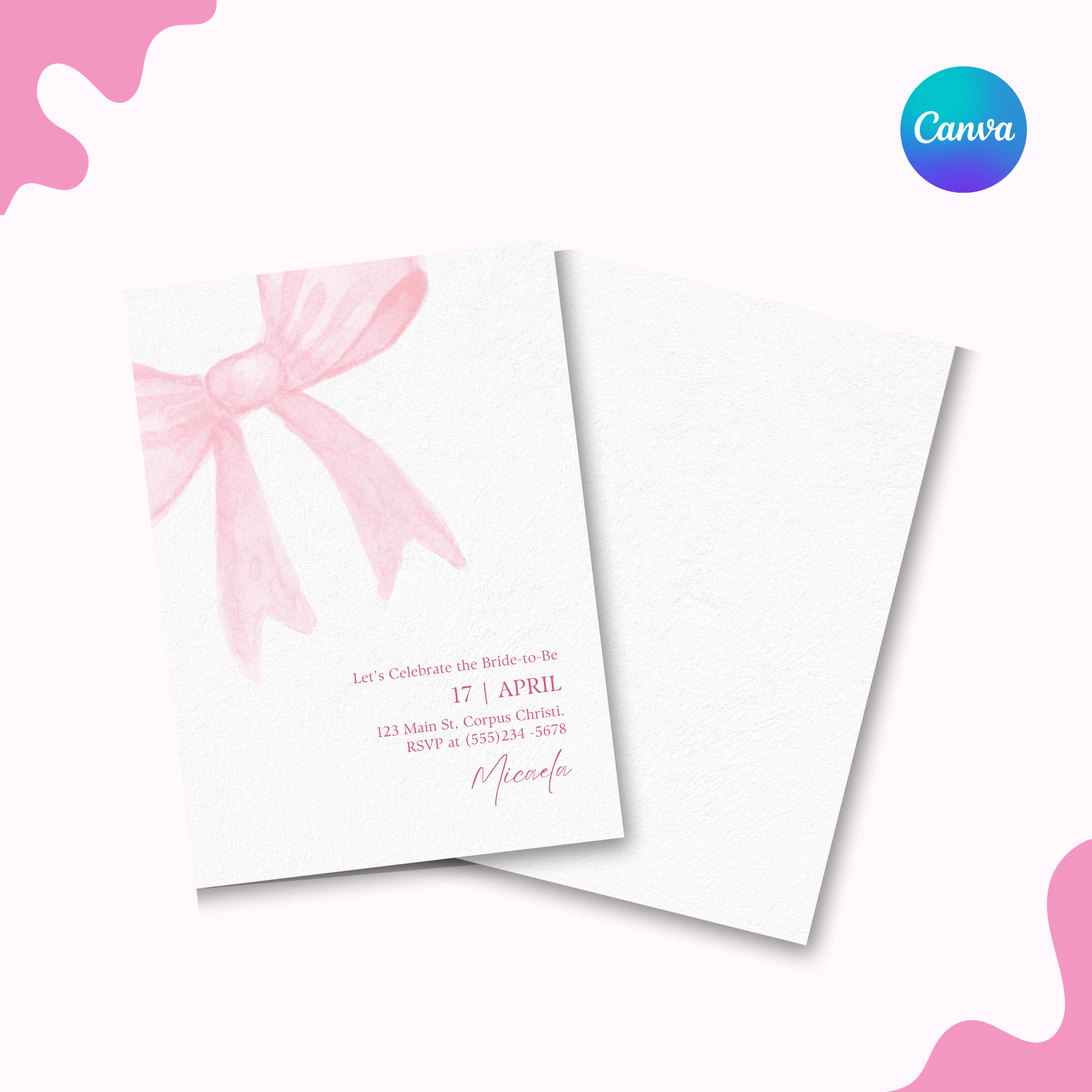 Cottage Core Bow Invitation