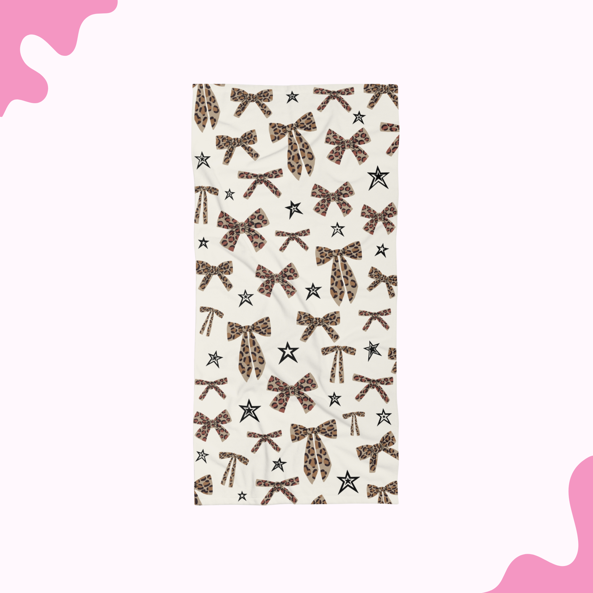 Cheetah Bows & Stars Beach Towel